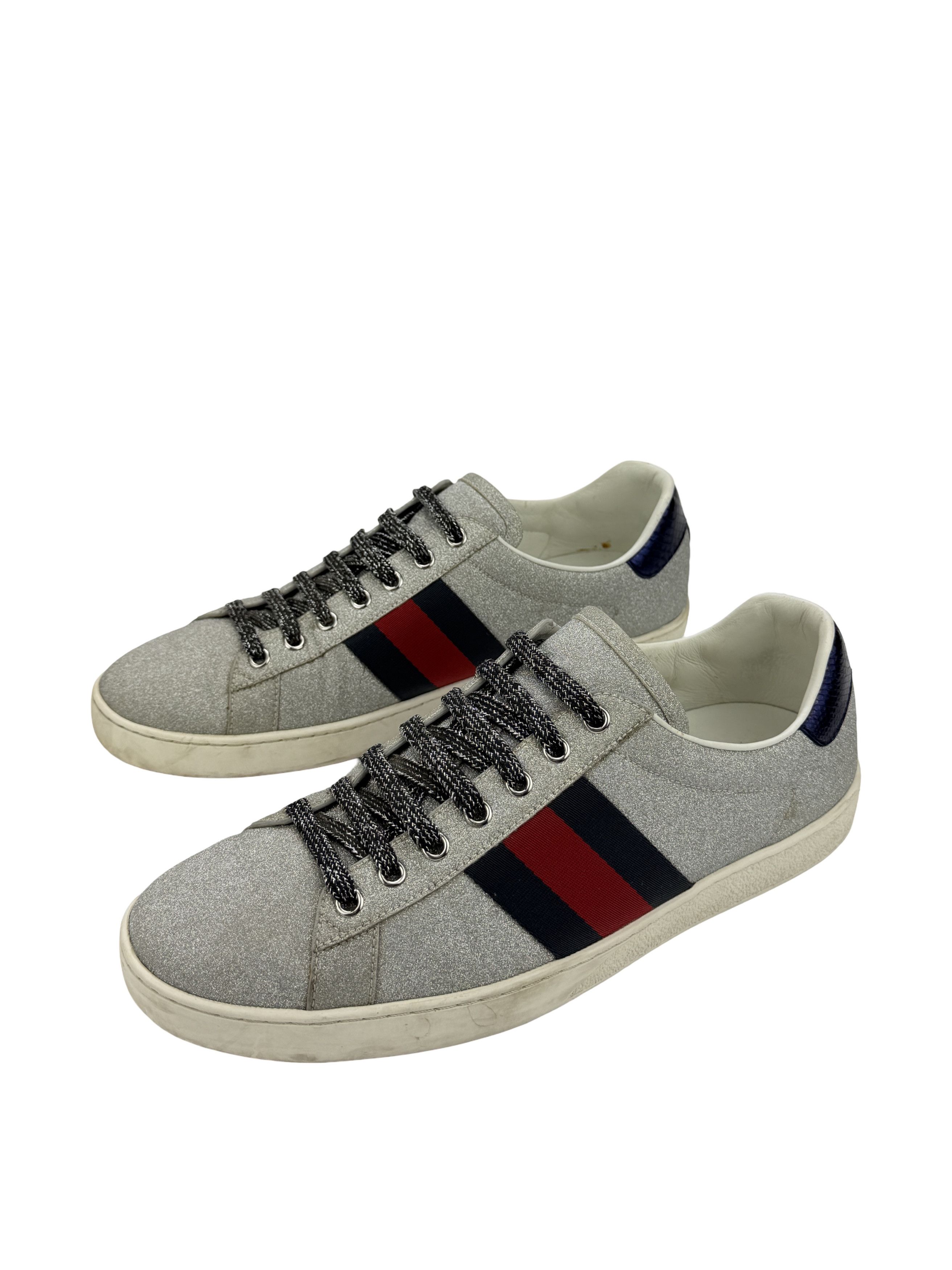 Gucci Vintage Gucci Web Glitter Low Top Leather Sneakers Size US 9 / EU 42 - 1 Thumbnail