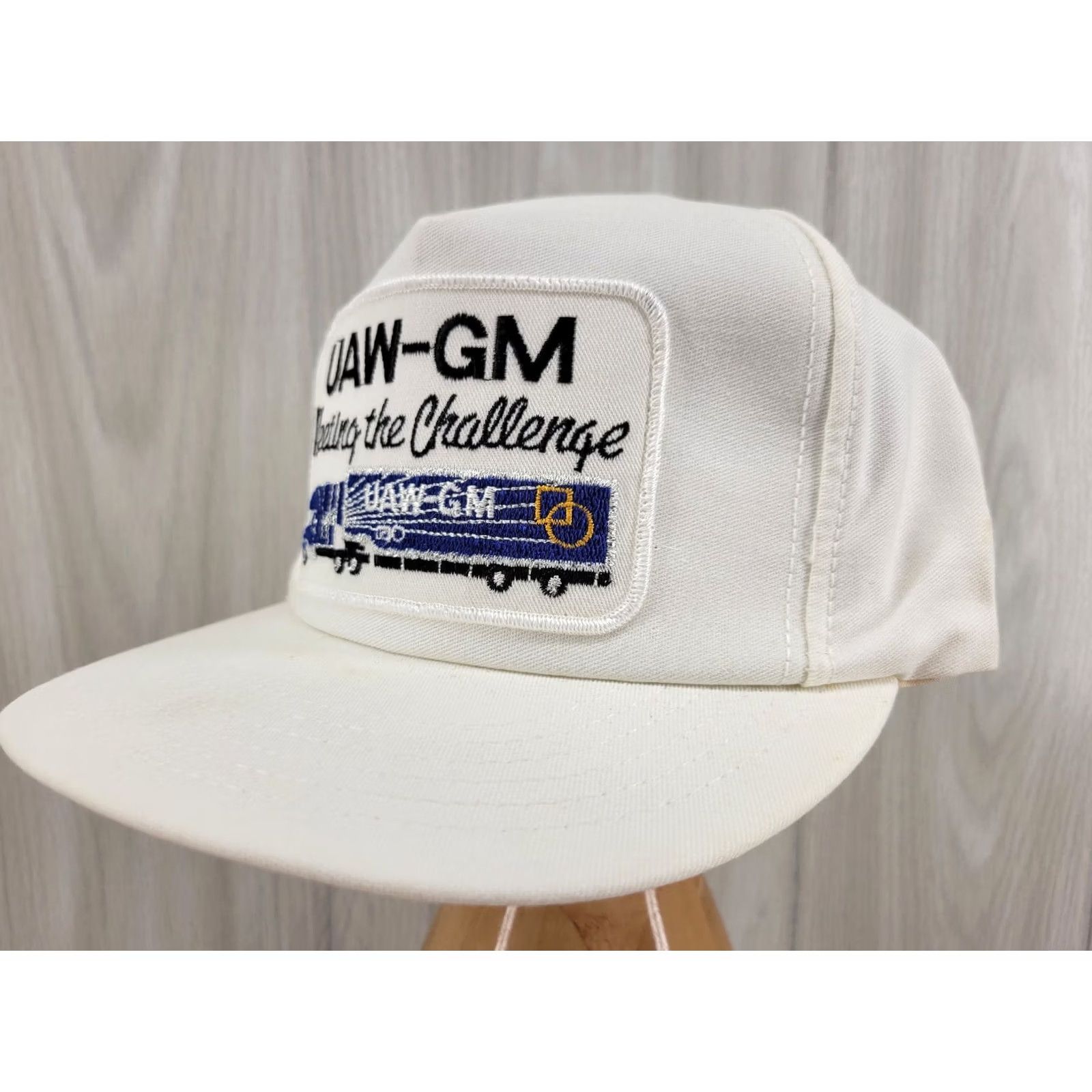 Vintage VINTAGE Genesis Trucker Hat Mens Adjustable Leather Strapback Made in the USA White Cap Size ONE SIZE - 2 Thumbnail