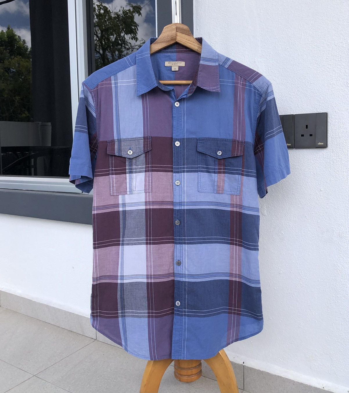 Burberry Burberry Brit Checked Cotton Short Sleeve Shirt Men’s Size US M / EU 48-50 / 2 - 1 Thumbnail