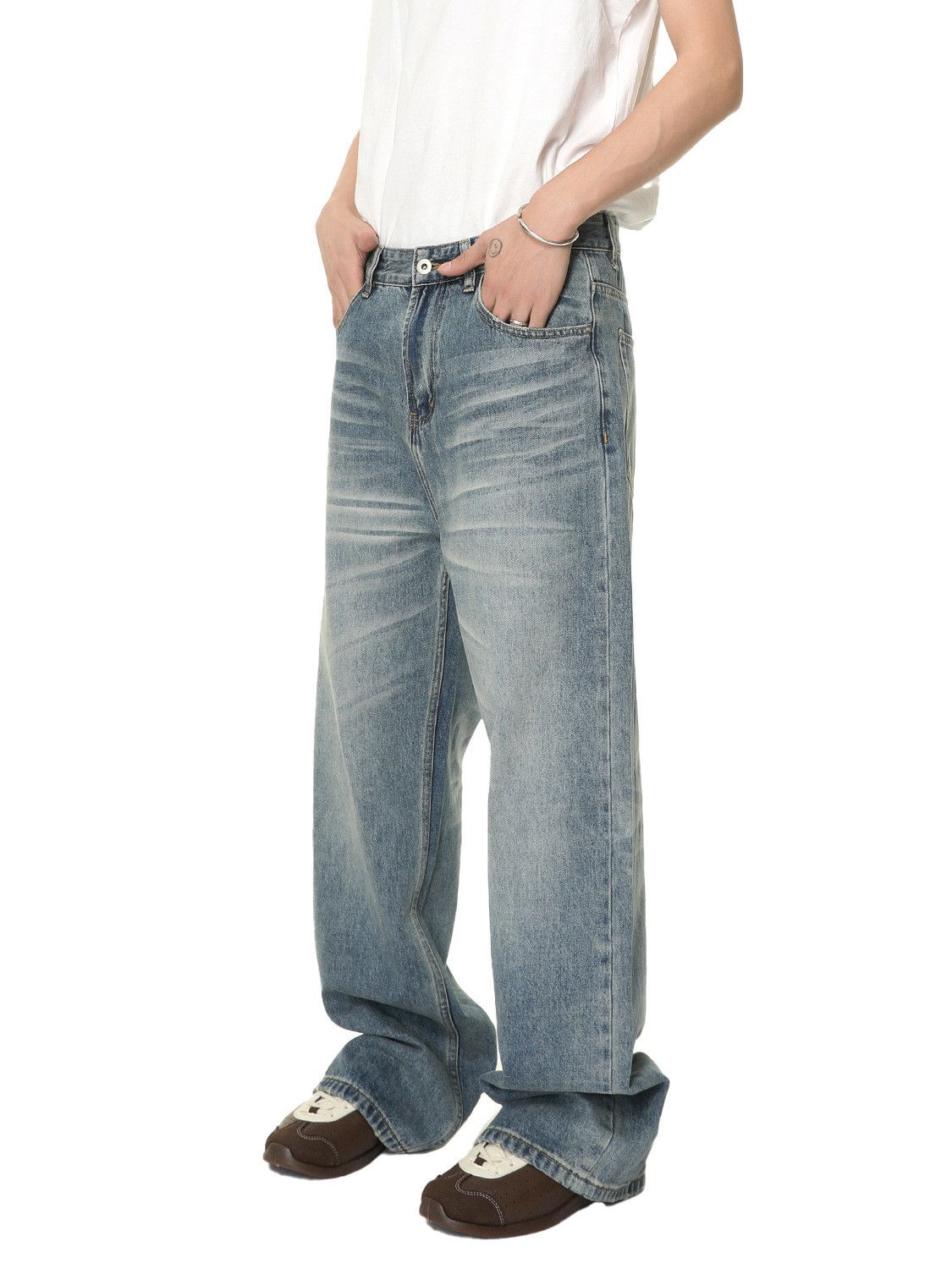 Japanese Brand Men's Japanese Retro Vibe Washed Straight Wide Leg Jeans Size US 32 / EU 48 - 4 Thumbnail