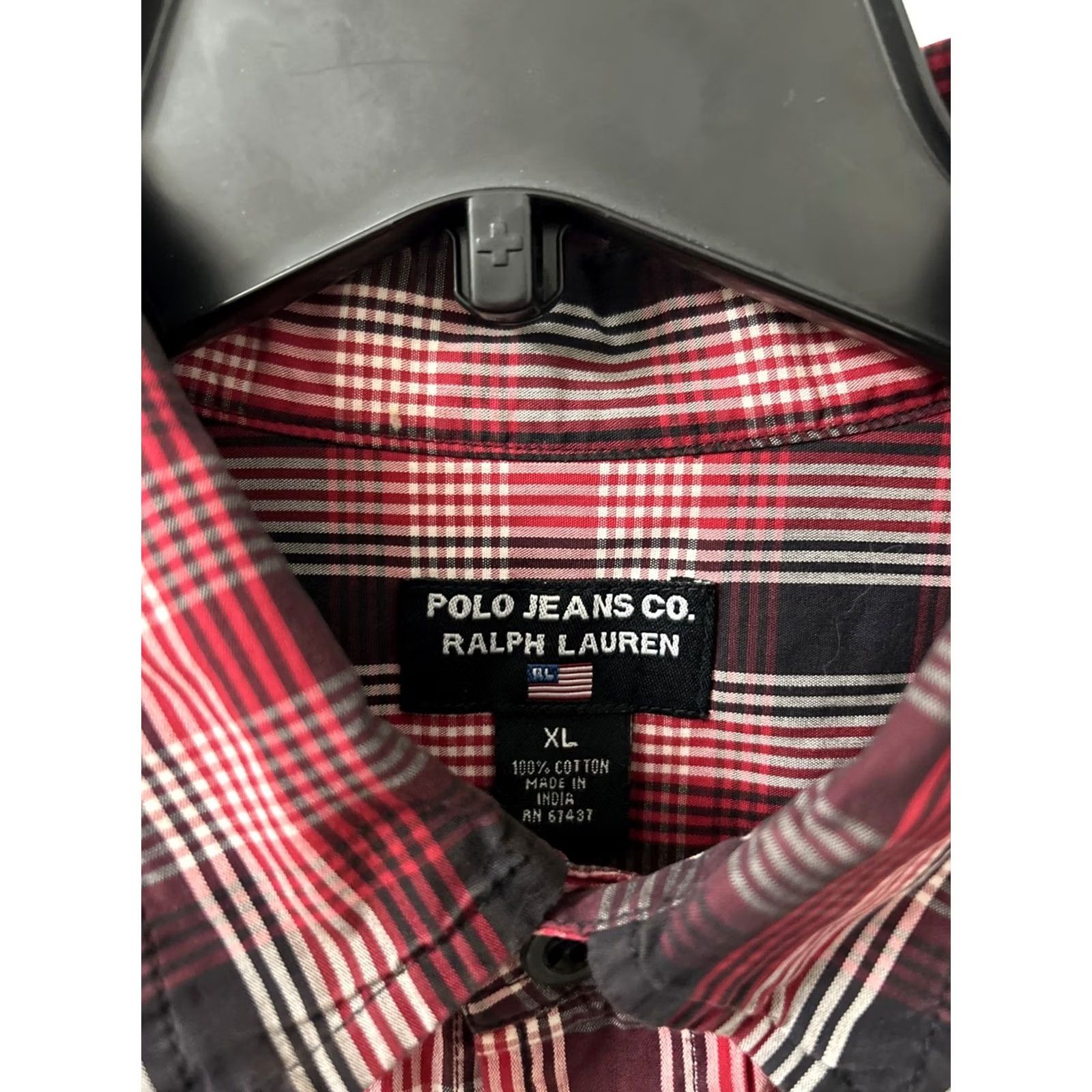 Ralph Lauren VINTAGE Polo Jeans Co Ralph Lauren Shirt Mens XL Black Red Plaid Button Down L/S Size US XL / EU 56 / 4 - 6 Thumbnail