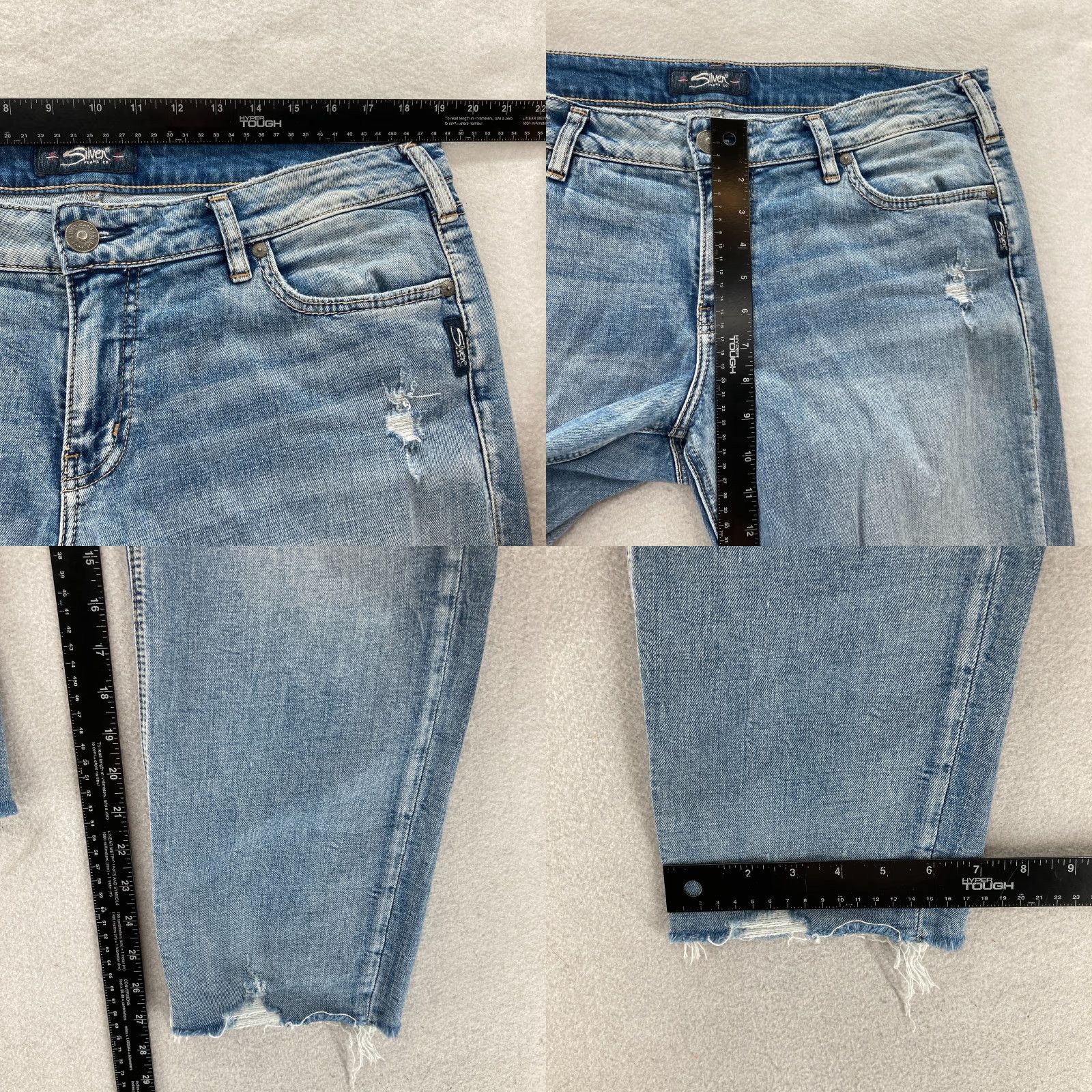 Silver Jeans Co. Silver Jeans Suki Slim Ankle Jeans Womens Light Blue Distressed 34x27 Stretch Denim Cotton Spandex 5-Pocket Logo Cowboy Grunge Rock Mens? Womens Size 24" / US 00 / IT 34 - 8 Thumbnail