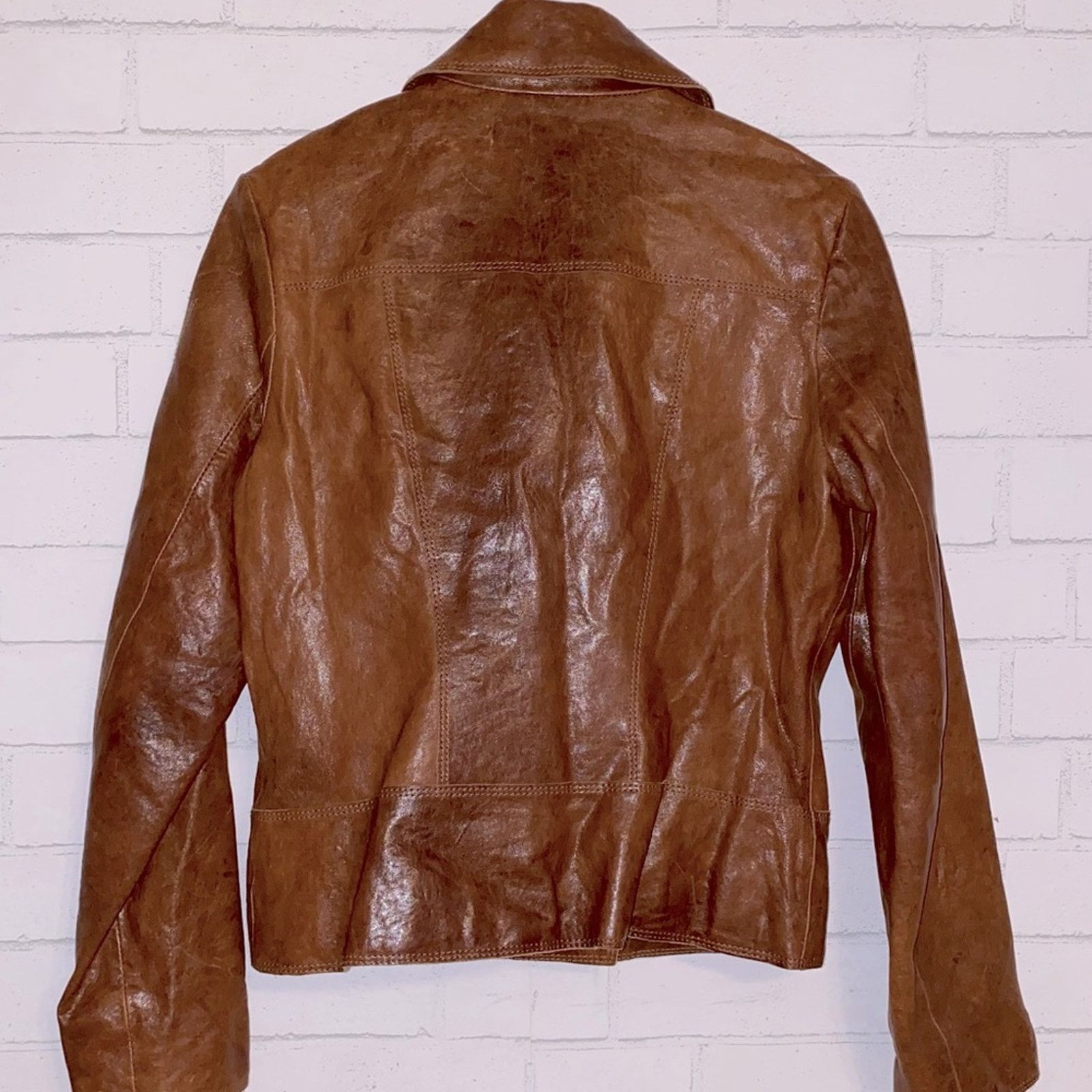 Andrew Marc Andrew Marc NY $450 Leather Cocoa Brown Biker Jacket S Size S / US 4 / IT 40 - 6 Thumbnail