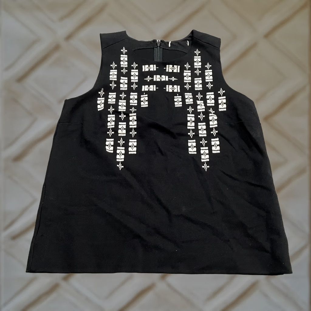 Madewell Madewell Tank Top Womens Medium Black Sleeveless Knit Embroidered Casual Size M / US 6-8 / IT 42-44 - 1 Thumbnail