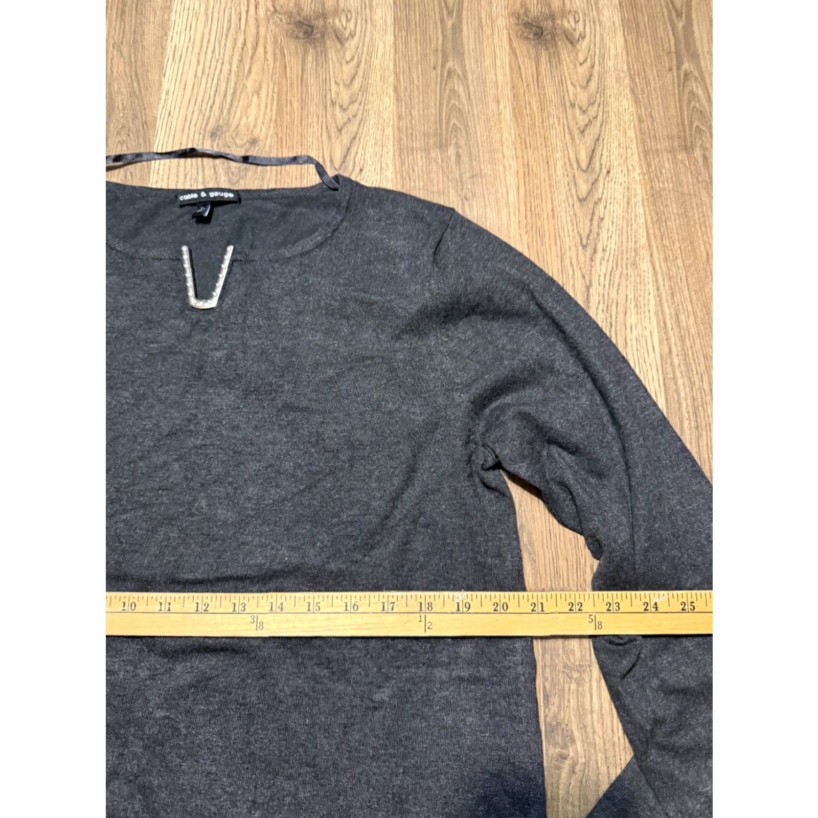 Vintage Cable & Gauge Shirt Women XL Gray Gold Long Sleeve V-neck Womens Size XL / US 12-14 / IT 48-50 - 6 Thumbnail