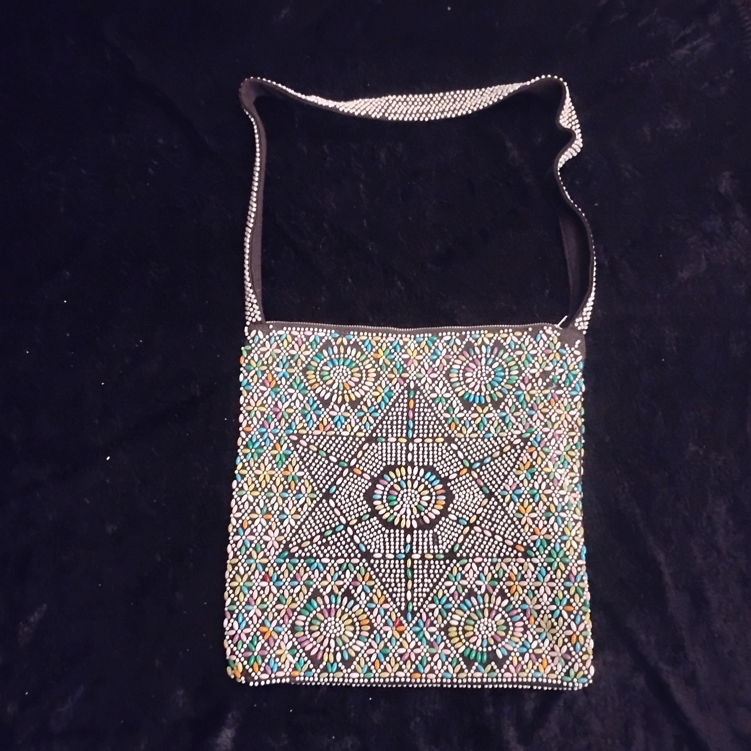 Other Vintage 60s Beaded Shoulder Bag Mosaic Starburst Boho Candy Size ONE SIZE - 6 Thumbnail