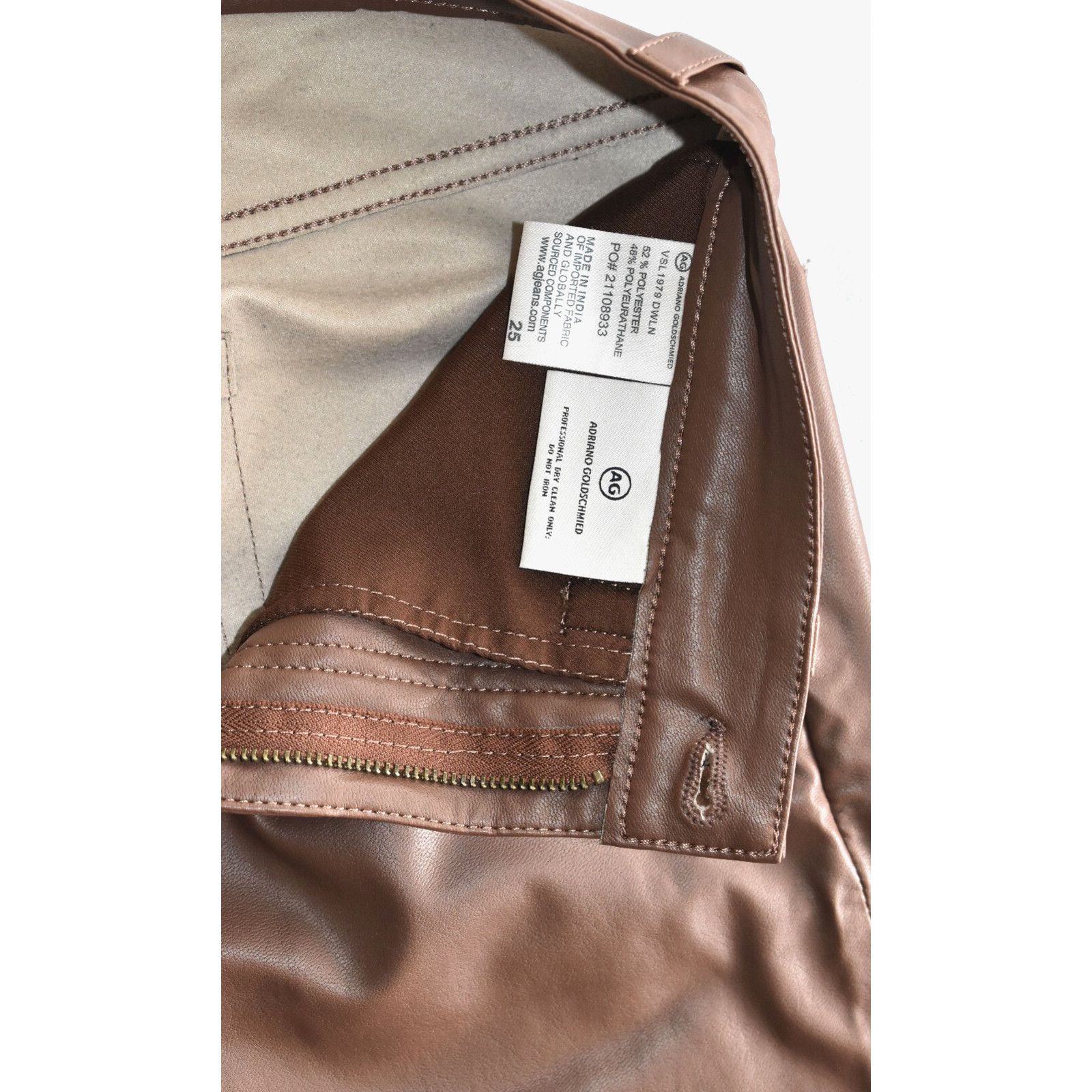 AG Adriano Goldschmied A8 NEW ADRIANO GOLDSCHMIED Vegan Leather Straight Jeans 25 Size 25" / US 0 / IT 36 - 4 Thumbnail