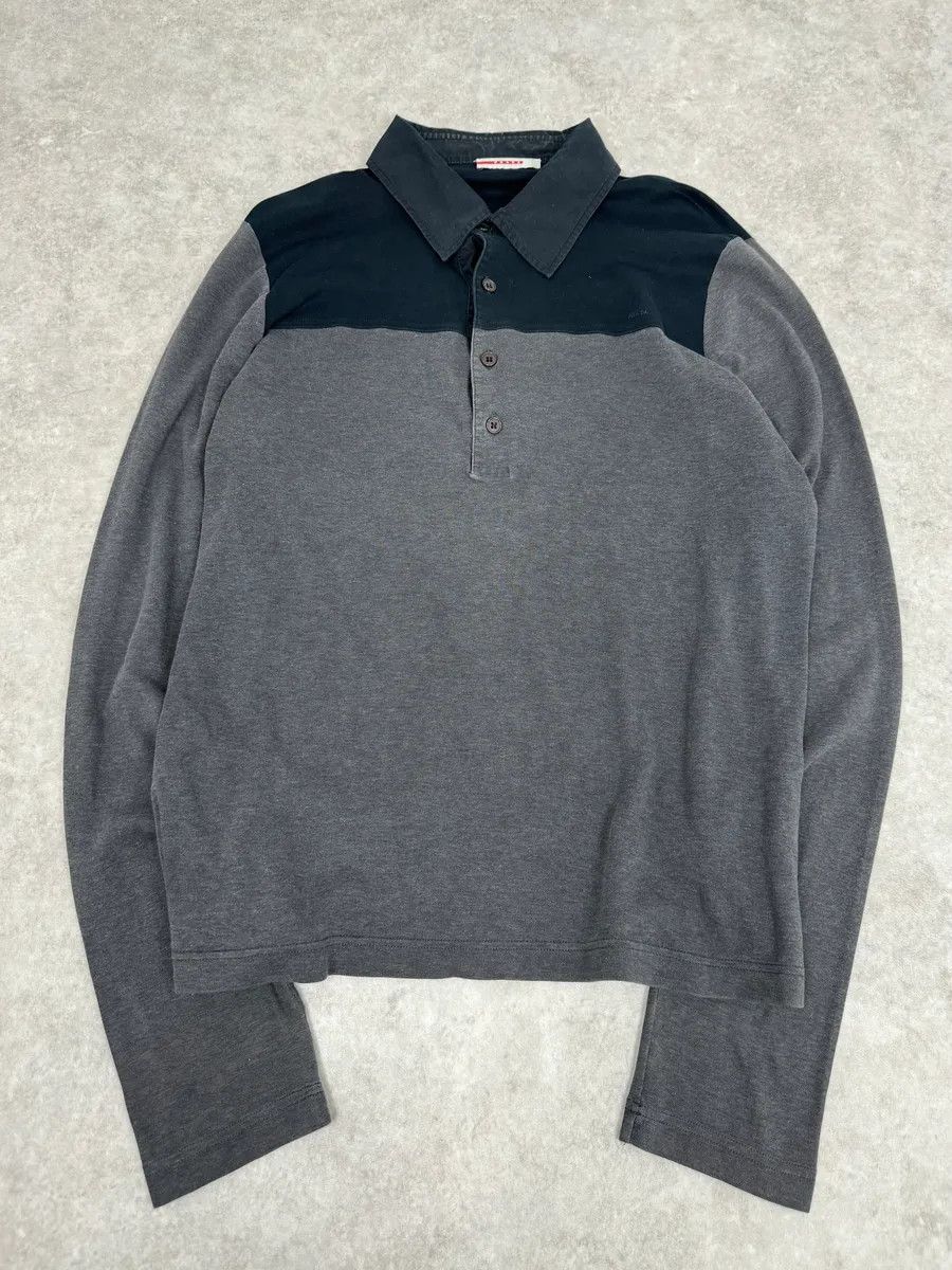 Prada 2000s Prada Grey & Black Polo Shirt Size US M / EU 48-50 / 2 - 4 Thumbnail