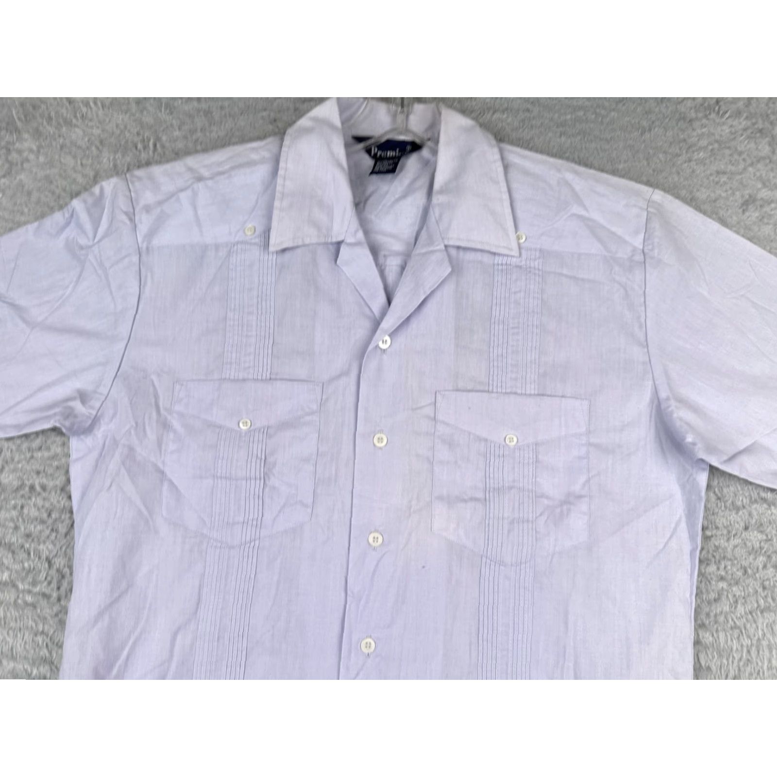 Vintage Premier Shirt Men Small Purple Premier Guayabera Shirt Men Small Purple Short Sleeve Button-Up Size US S / EU 44-46 / 1 - 4 Thumbnail