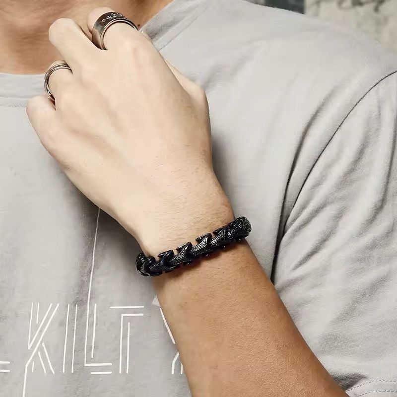 Other Black Stainless Steel Dragon Grain Wrap Bracelets Size ONE SIZE - 2 Thumbnail