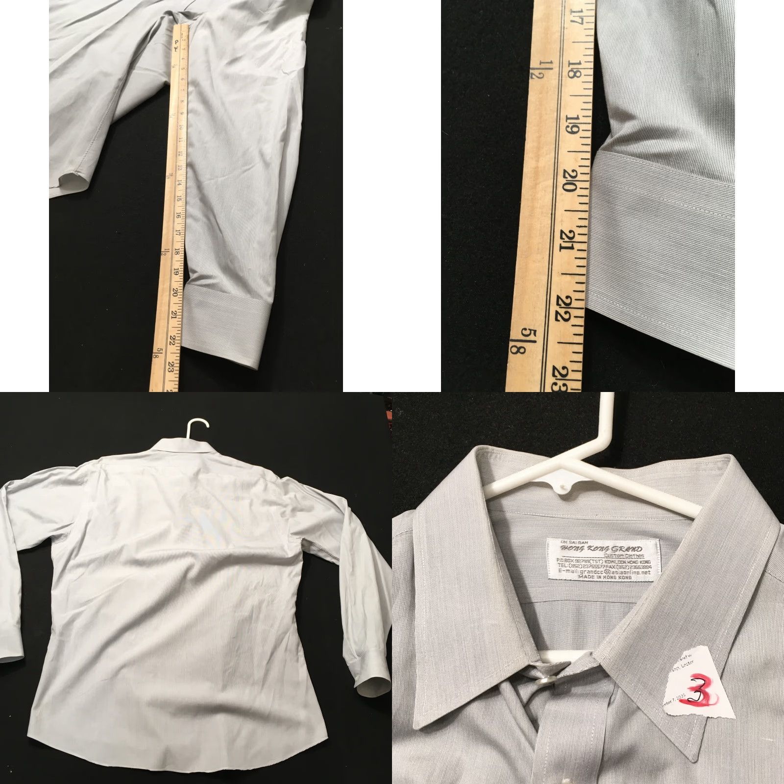 Vintage VINTAGE 80's Deluxe TAILORED GRAY large collar dress shirt L 42-44 Cotton Button-Front Casual Women/Men? Size 42R - 8 Thumbnail