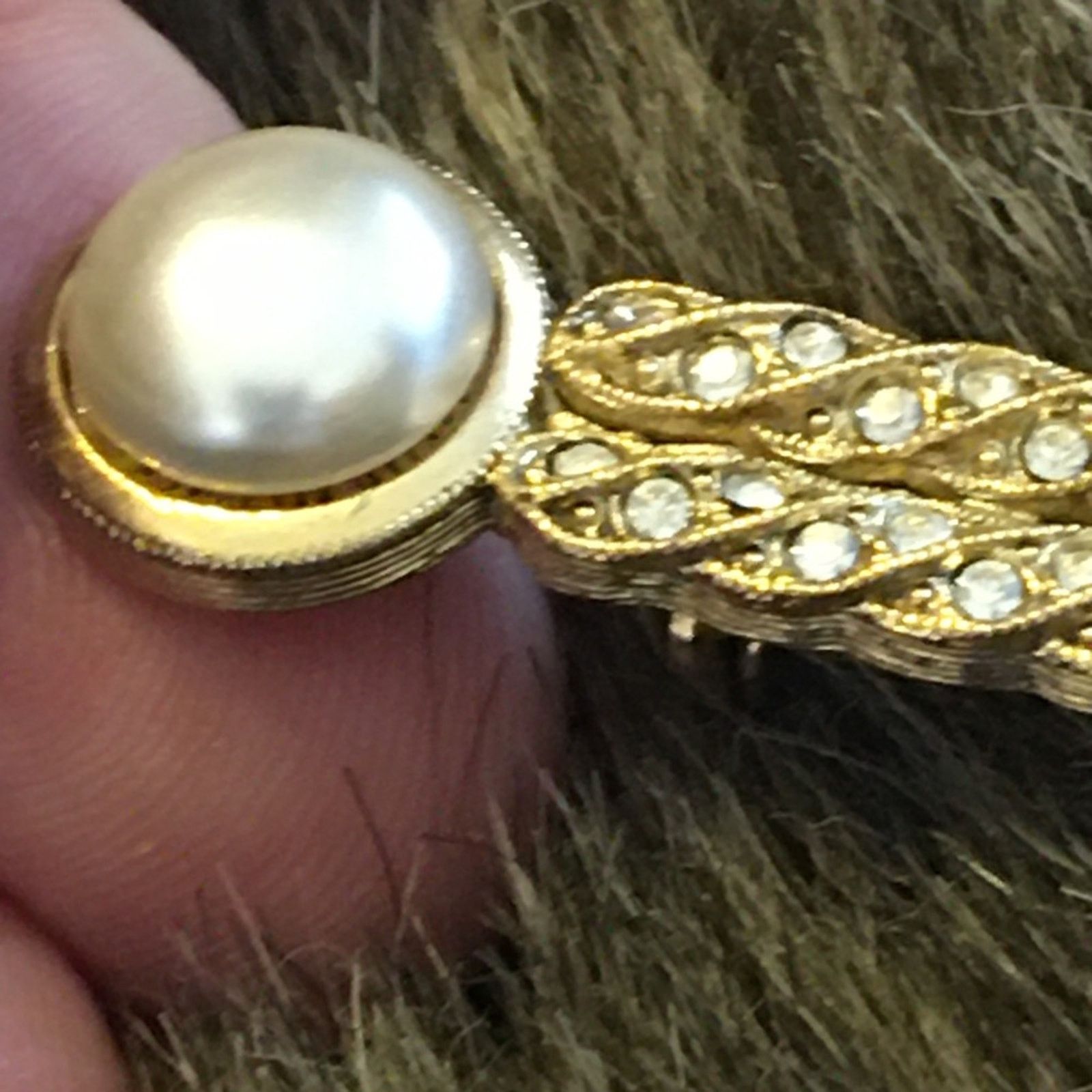 Jewelry Vintage 80s 1928 faux pearl rhinestone brooch pin Size ONE SIZE - 5 Thumbnail