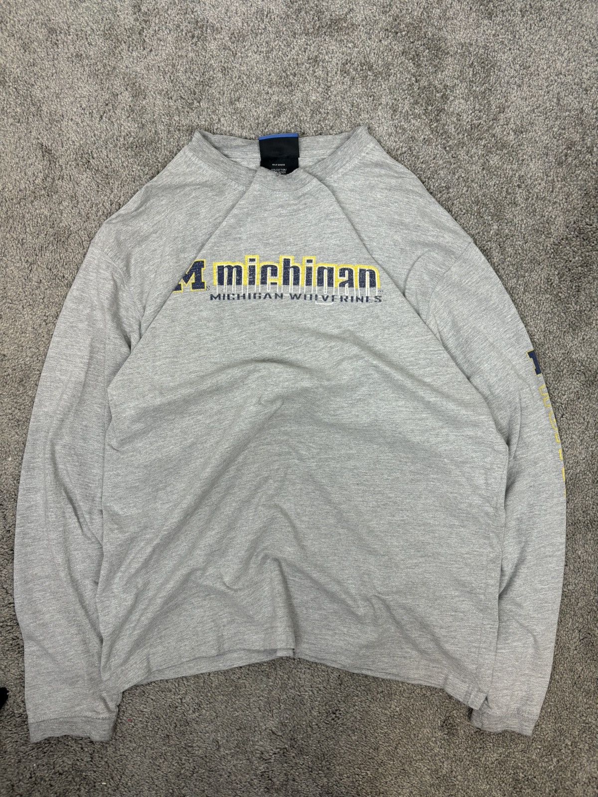 Vintage Vintage gray u of m michigan wolverines long sleeve tshirt Size US XL / EU 56 / 4 - 1 Thumbnail