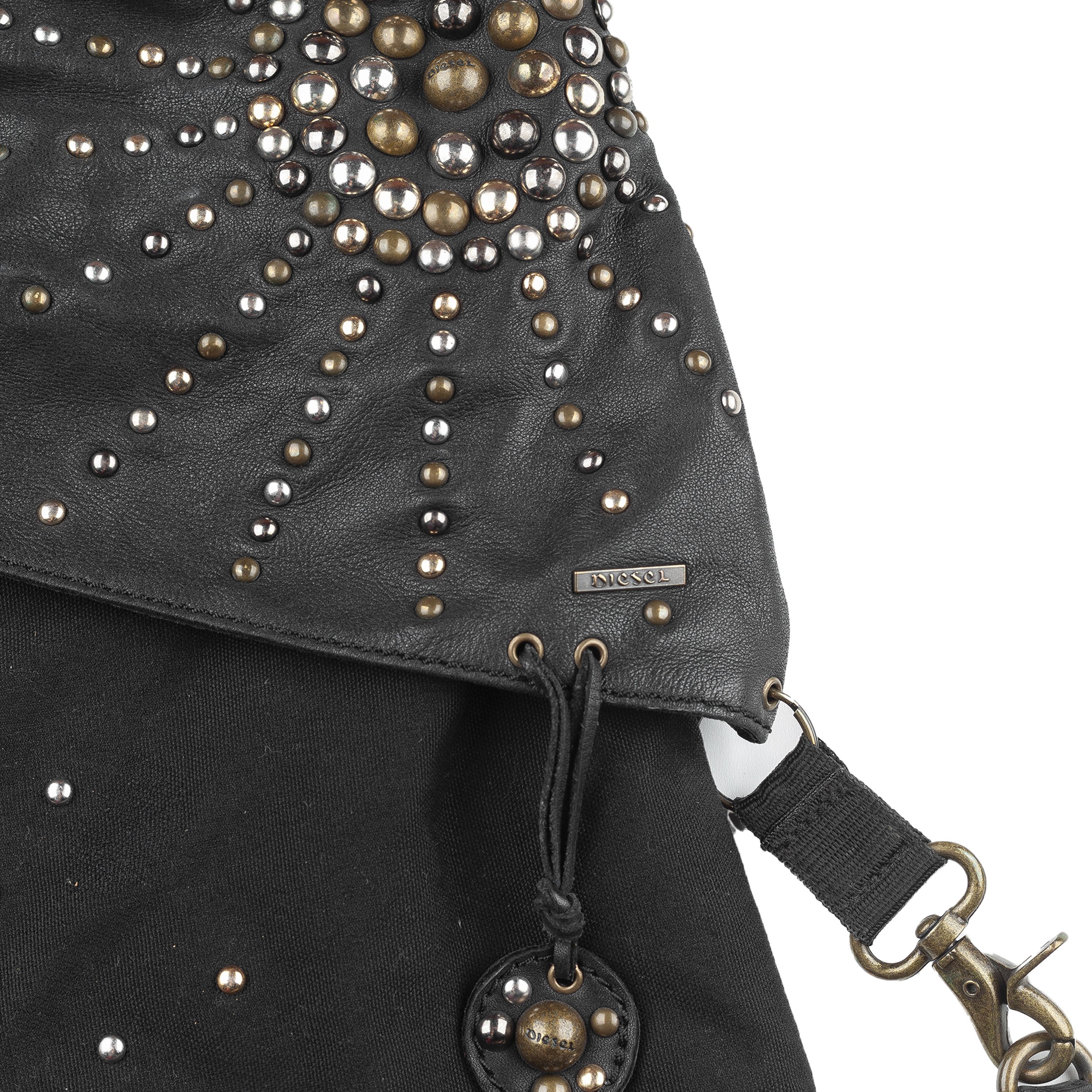 Diesel × Diesel Black Gold Diesel Studded Crossbody Black Denim Leather Vintage Bag Size ONE SIZE - 3 Thumbnail