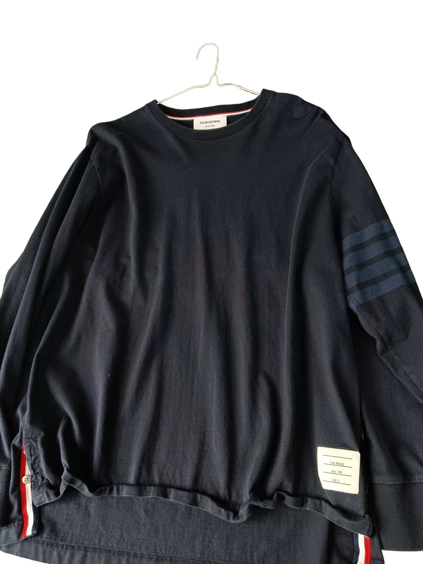 Thom Browne Thom Browne Navy 4-Bar Long Sleeve T-Shirt Size 4 Size US XL / EU 56 / 4 - 1 Thumbnail