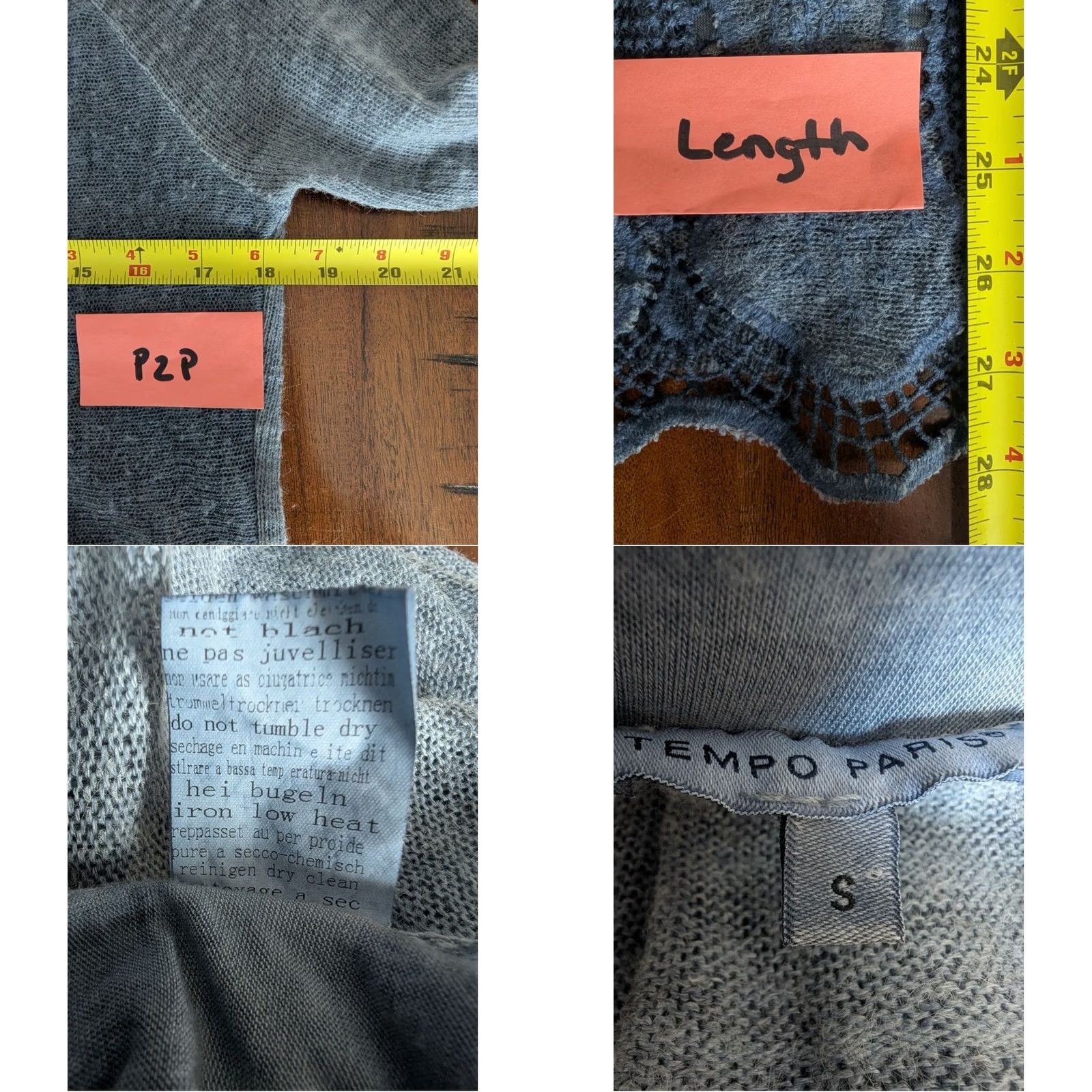 Vintage Tempo Paris Mohair Blend Blue Sweater Women Size S Crochet Lace Sequined Blouse Luxury Vintage Quiet Luxury Size S / US 4 / IT 40 - 8 Thumbnail