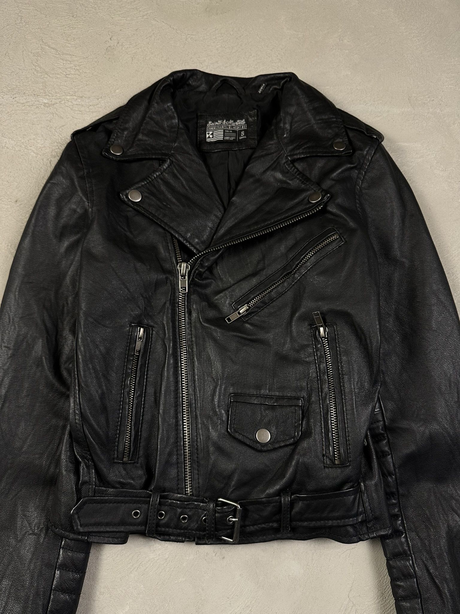 Vintage 00s Vintage Leather Ramonese Biker Moto Boxy Jacket Size S / US 4 / IT 40 - 4 Thumbnail