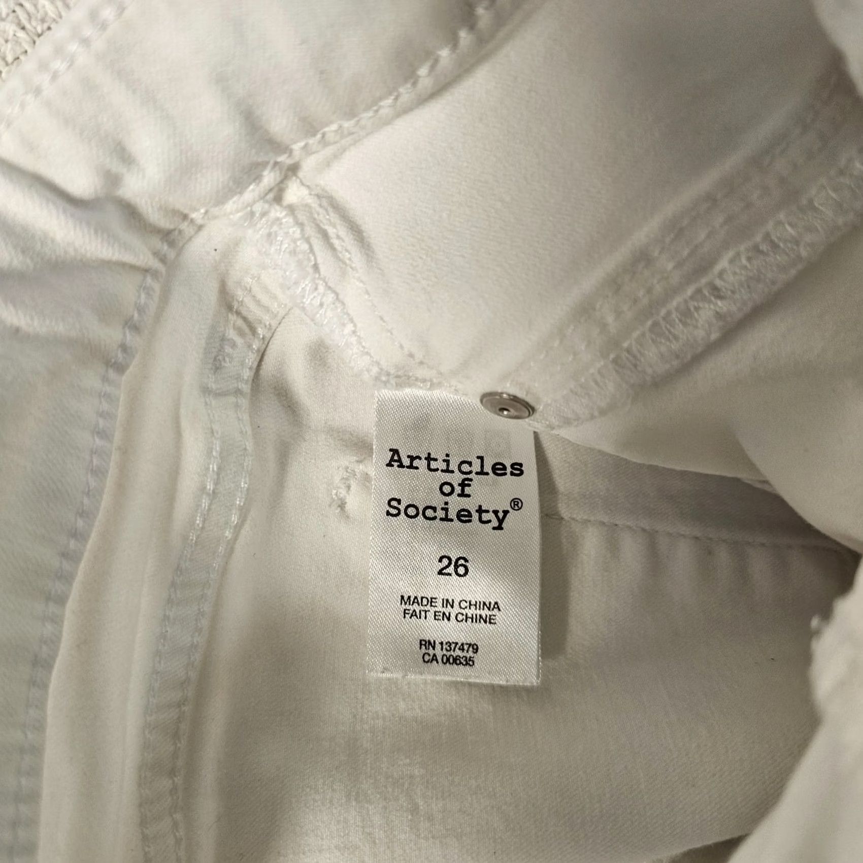 Vintage Articles of Society Jeans Skinny Slit Distressed White 26 Women Denim Slim Inseam 24 26 Vintage No Brand Size 26" / US 2 / IT 38 - 3 Thumbnail