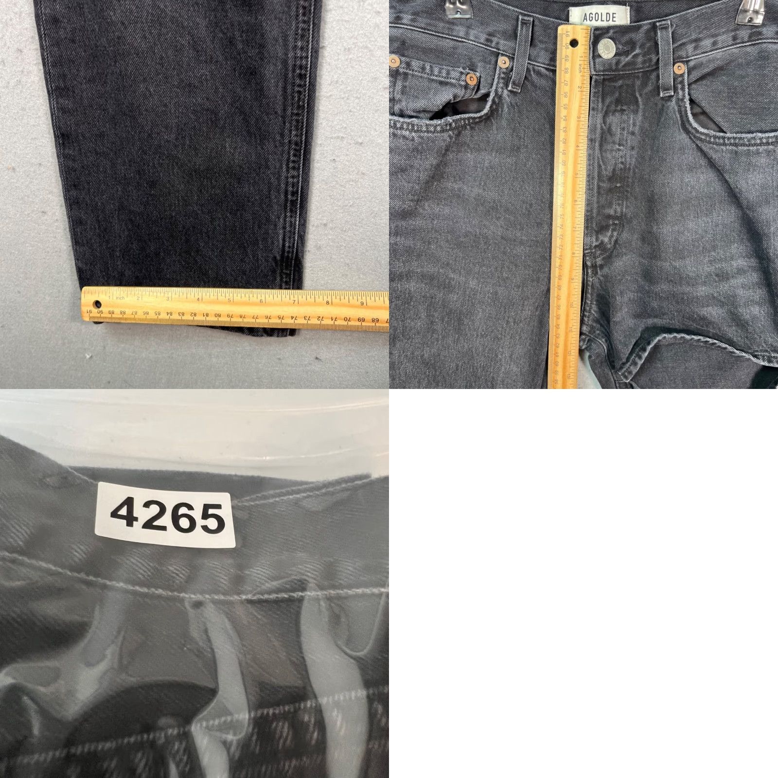 Agolde AGOLDE Lana Slice Organic Denim Jeans Womens 27 Black 5-Pocket Design High Rise Straight Distressed Vintage No Size 27" / US 4 / IT 40 - 8 Thumbnail