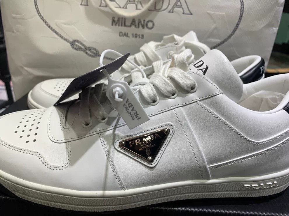 Prada PRADA Men's White Leather Sneakers Size US 9 / EU 42 - 1 Thumbnail