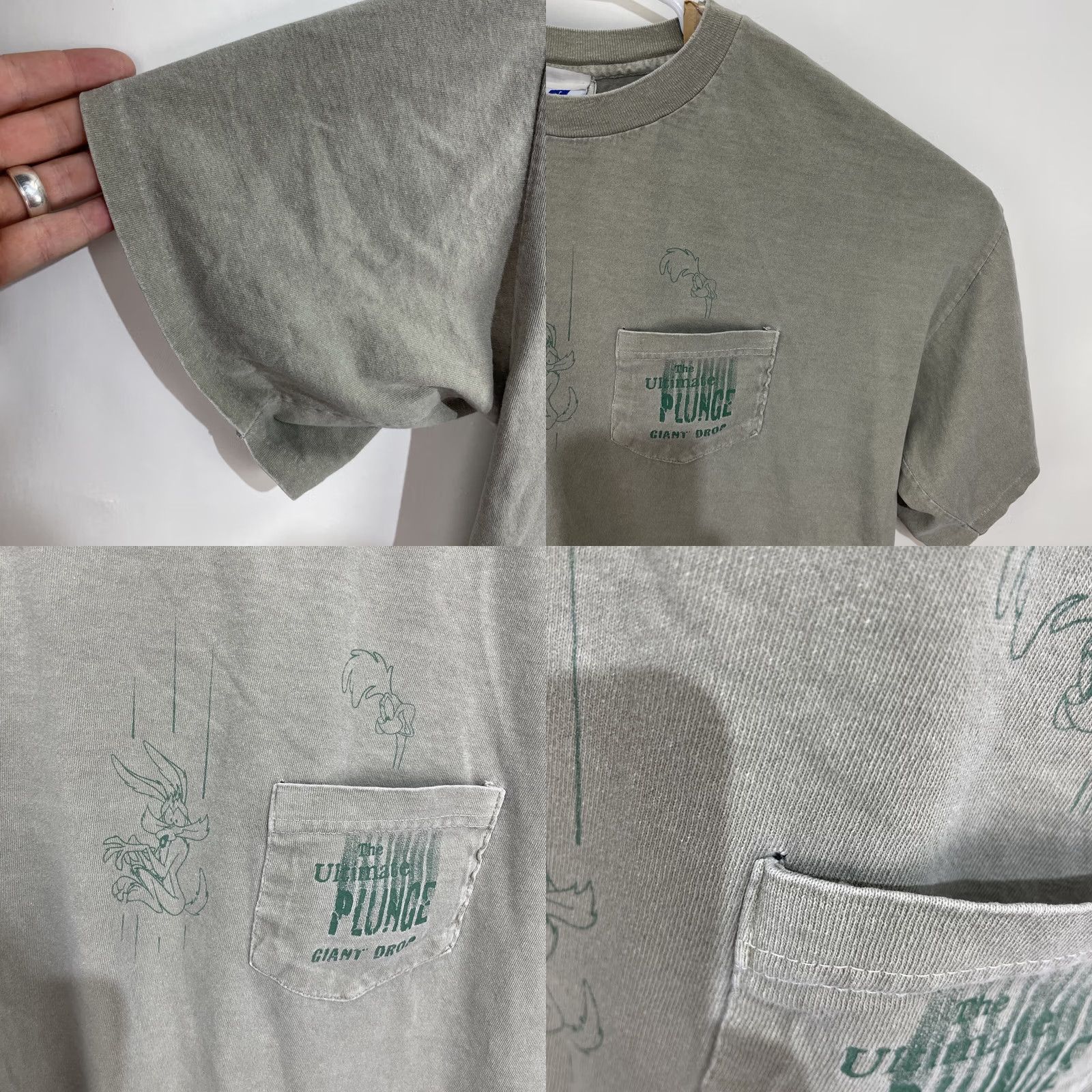 Vintage VINTAGE Six Flags Park T Shirt Mens XXL Gray Cotton Road Runner Logo Graphic Print Crew Neck Short Sleeve Size US XXL / EU 58 / 5 - 8 Thumbnail
