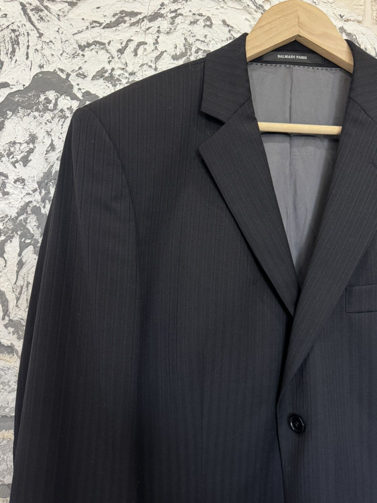 Balmain Balmain Paris Blazer Men's Suit Jacket Black Pin Stripe Size 40L - 3 Thumbnail