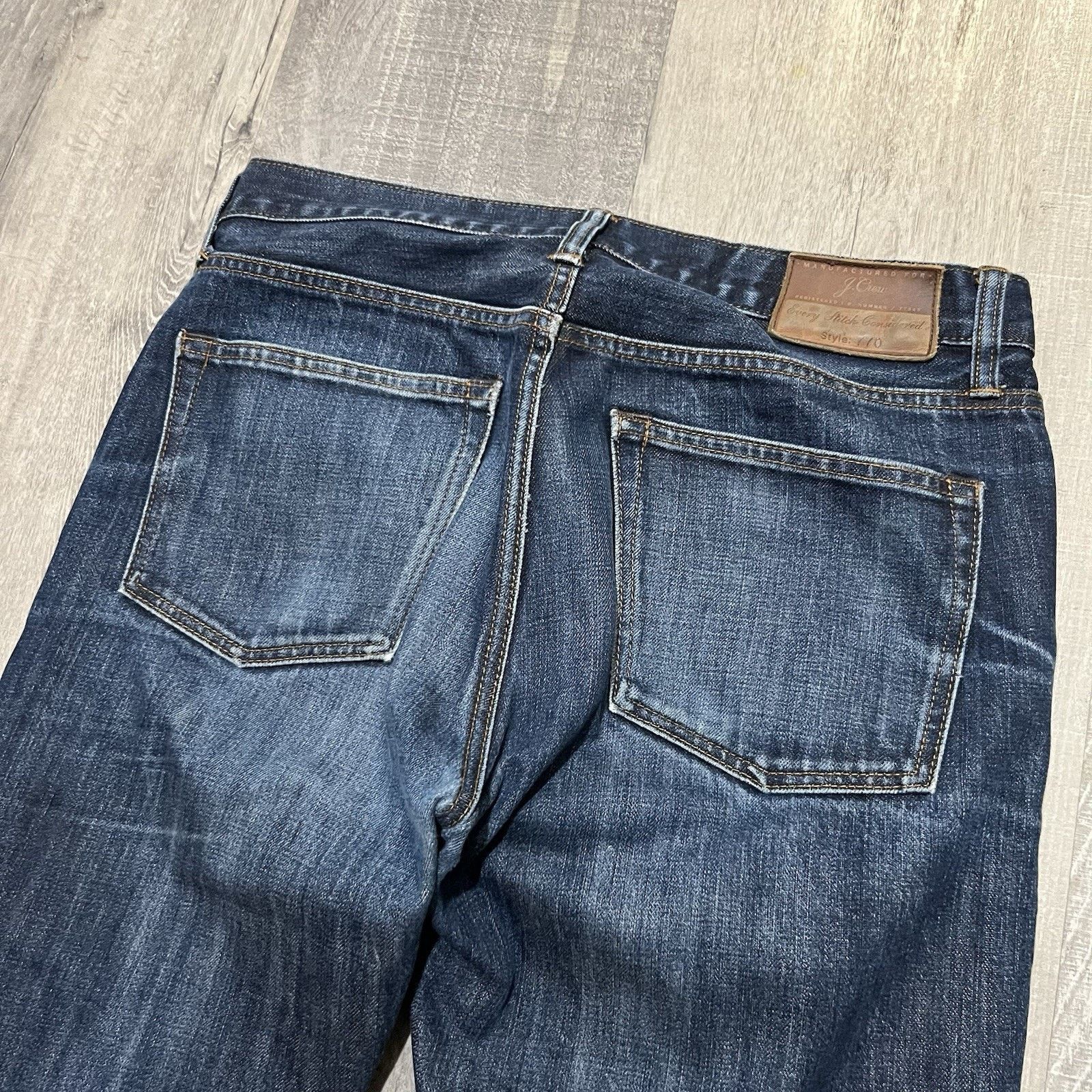 J.Crew J. Crew 770 Dark Wash Raw Indigo Jeans Faded Distressed Fit Size US 33 - 4 Thumbnail