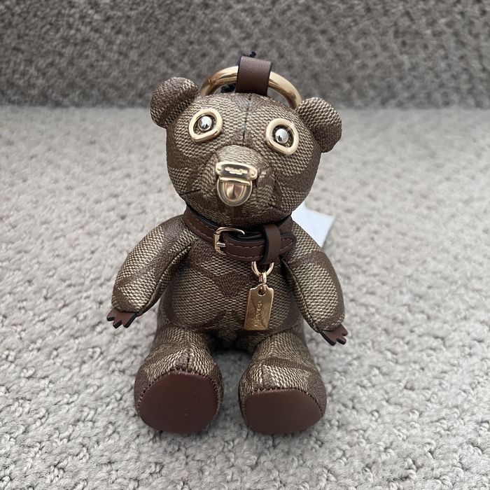 Coach Bear Bag Charm in Signature Canvas