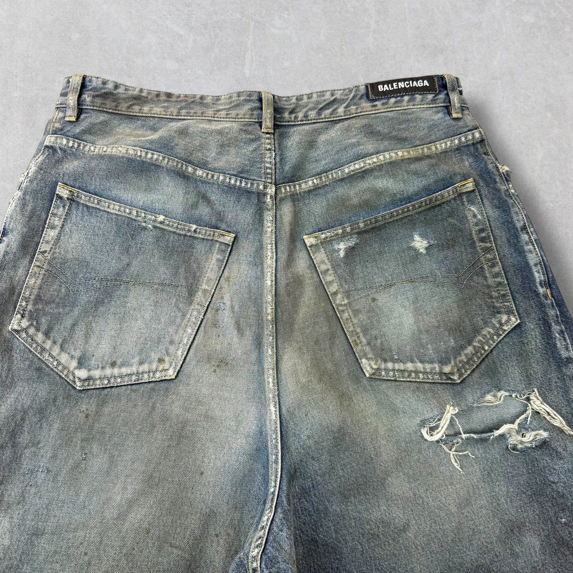 Balenciaga Balenciaga Baggy Distressed Blue Washed Denim 32 Size US 32 / EU 48 - 7 Thumbnail