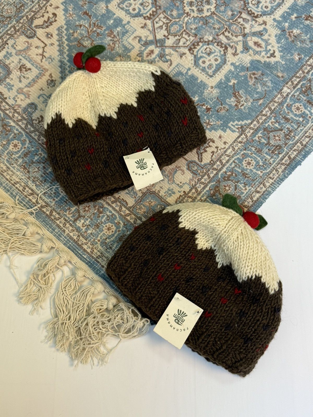 Handmade Pachamama Christmas Pudding Wool Hat X2 Size ONE SIZE - 1 Thumbnail