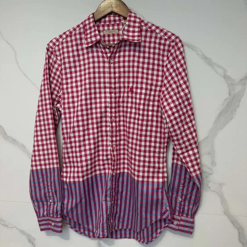 Burberry Burberry Pink Check Cotton Long Sleeve Shirt Size S / US 4 / IT 40 - 1 Thumbnail