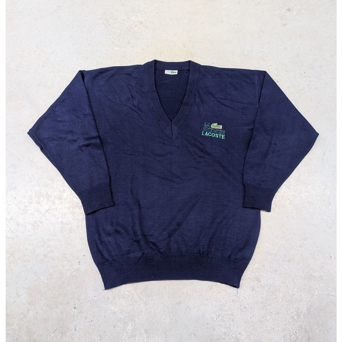 Lacoste × Vintage Vintage La Chemise Lacoste Navy Blue V-Neck knit sweater Size US L / EU 52-54 / 3 - 1 Thumbnail