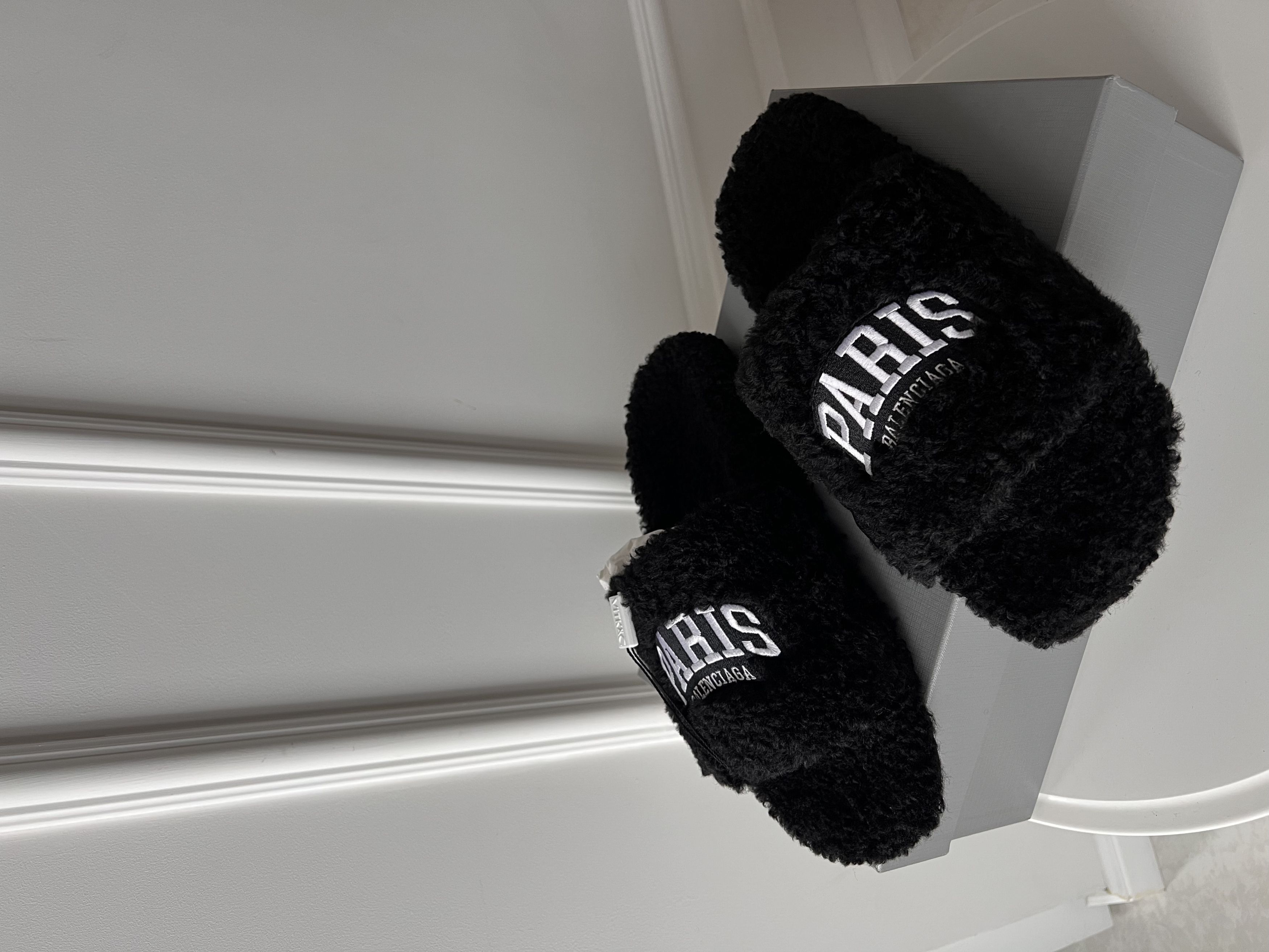 Balenciaga fur slides