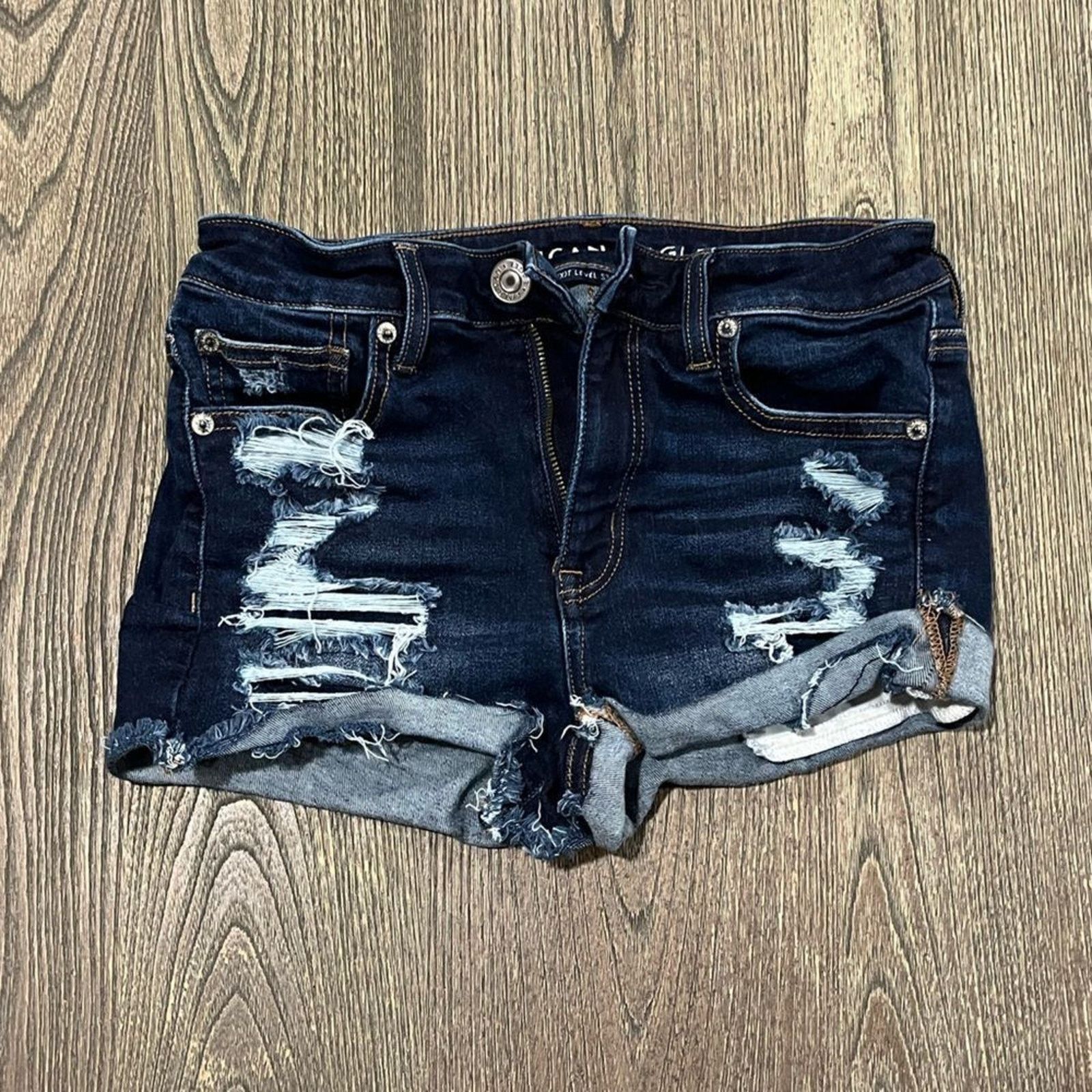 American Eagle Outfitters American Eagle Hi-Rise Shortie Shorts Next Level Blue Size 2 Size 26" / US 2 / IT 38 - 1 Thumbnail