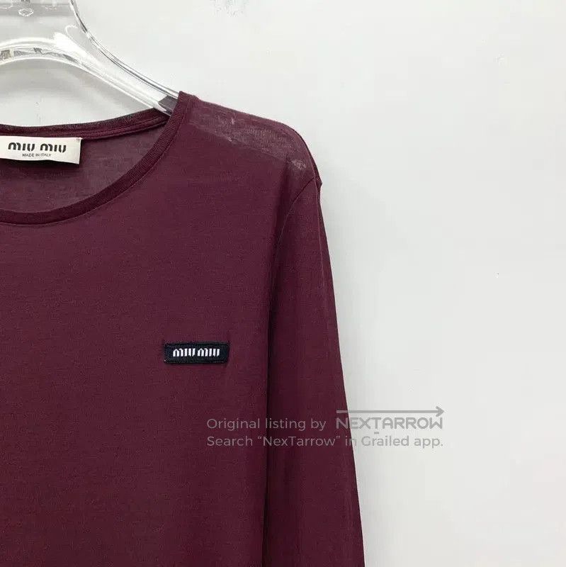 Miu Miu Miu Miu Wine Red Cotton Long Sleeve Top . Size XS / US 0-2 / IT 36-38 - 3 Thumbnail