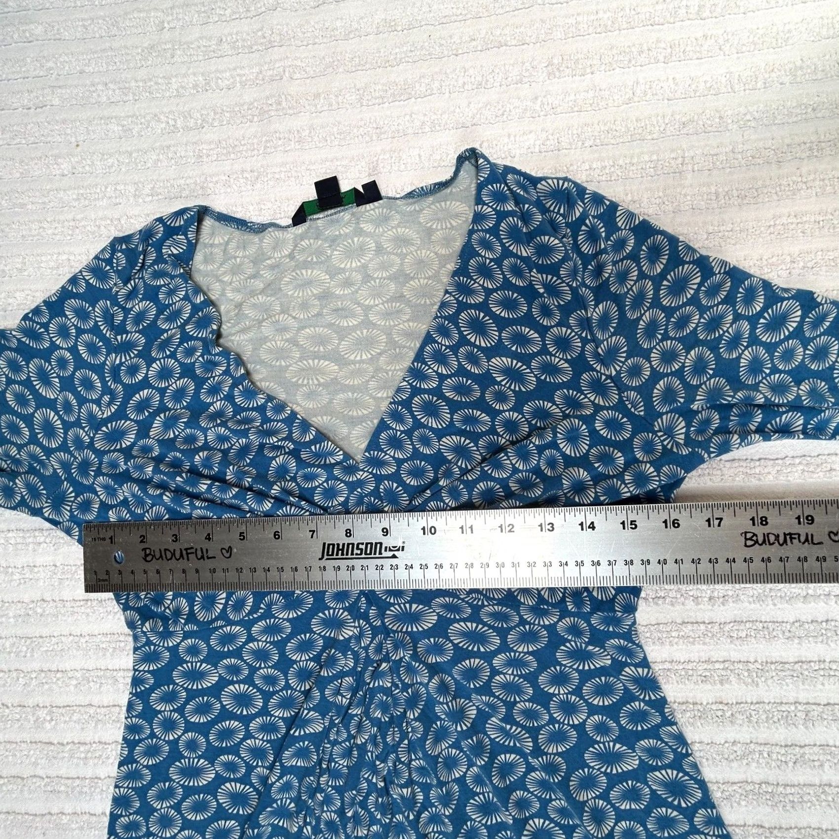 Boden Boden Dress Womens 12R Blue Jersey Stretch Midi Skater Classic Preppy Geometric Size XL / US 12-14 / IT 48-50 - 4 Thumbnail
