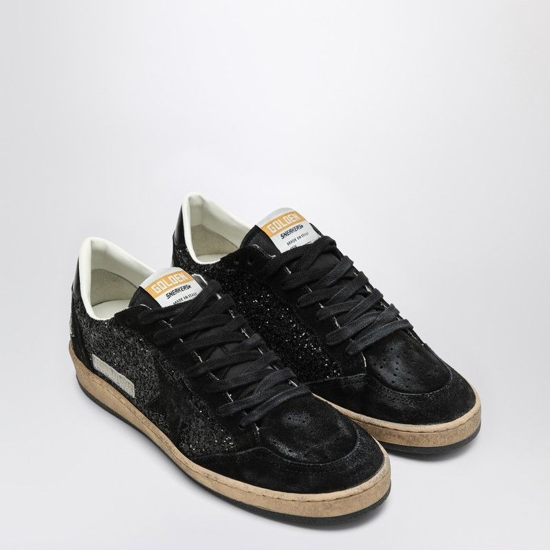 Golden Goose Ball Star Sneakers Black In Suede And Glitter