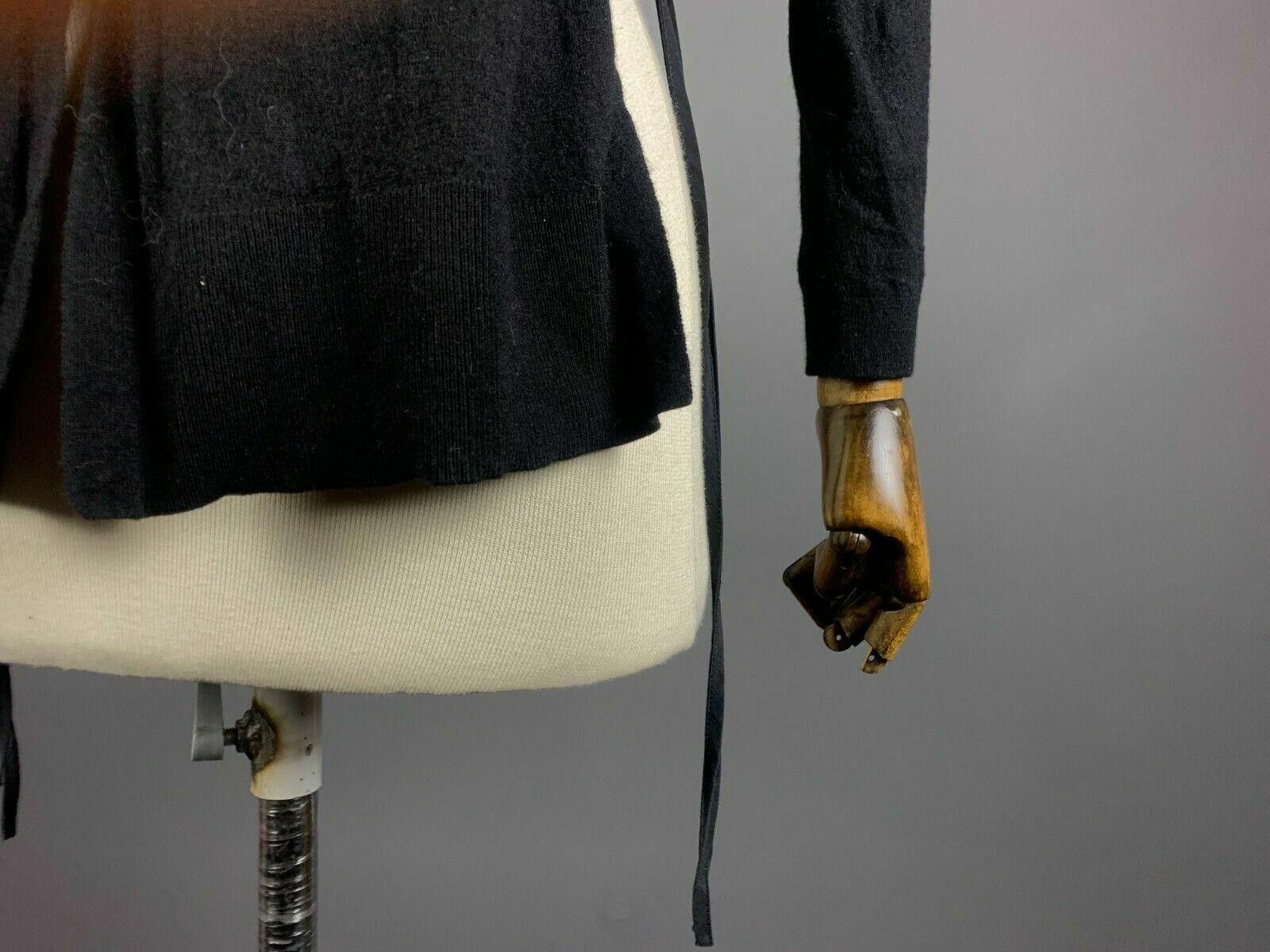 Designer Dorothee Schumacher Black Wool V-Neck Cardigan Sweater Size M / US 6-8 / IT 42-44 - 5 Thumbnail