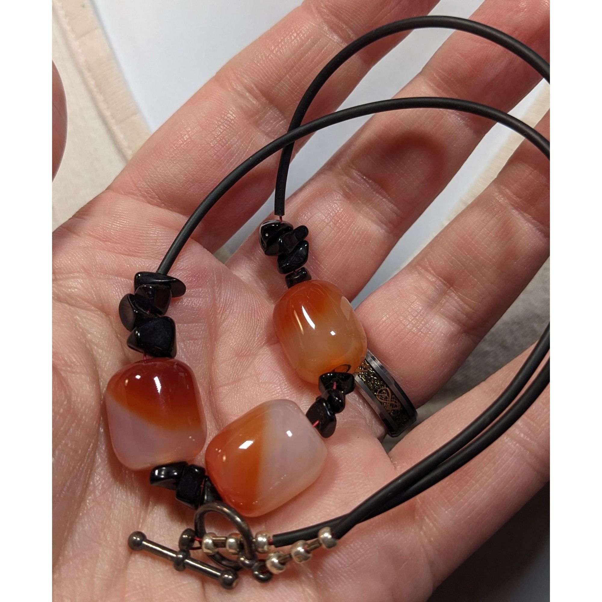 Other Handmade Carnelian Beaded Necklace With Onyx Chip Accents Size ONE SIZE - 5 Thumbnail