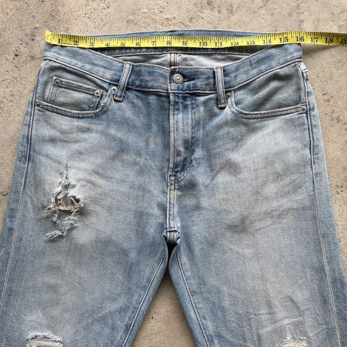 Japanese Brand Vintage Japanese Ripped Wash Blue Faded Skinny Jeans Pants Size US 32 / EU 48 - 5 Thumbnail