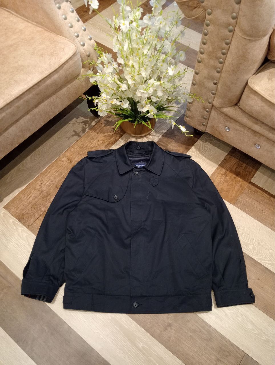 Burberry Prorsum VINTAGE BURBERRYS COTTON POLY TRENCH JACKET - NAVY Size US L / EU 52-54 / 3 - 1 Thumbnail