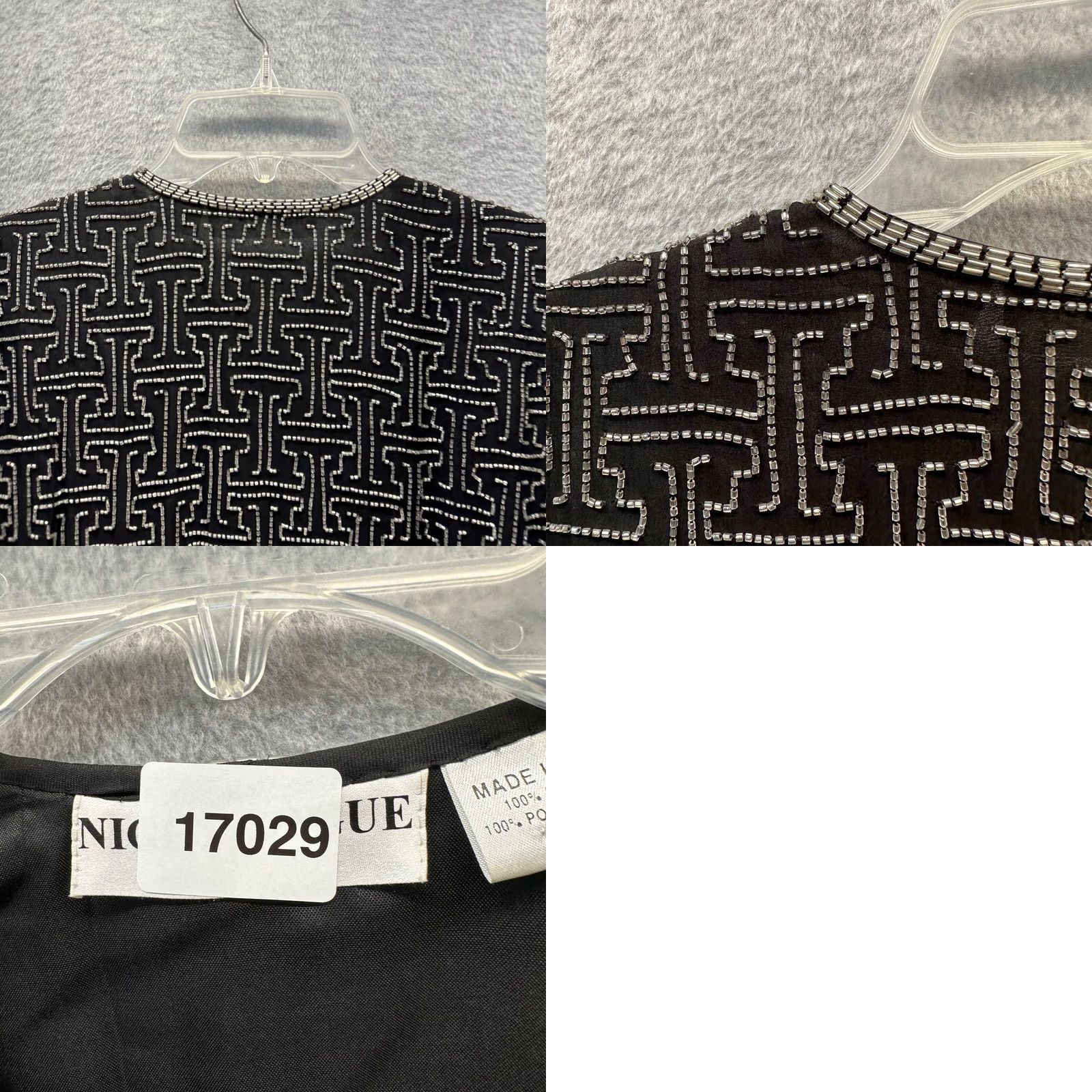 Vogue VINTAGE Night Vogue Shirt Womens Medium Black Silver Sequins Silk Size M / US 6-8 / IT 42-44 - 9 Thumbnail