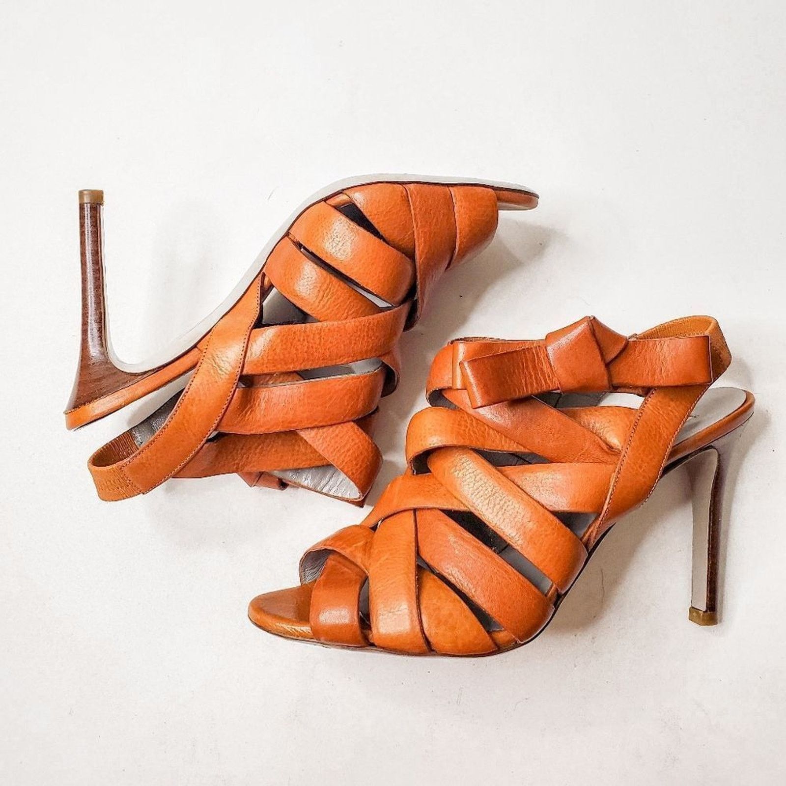 Valentino Valentino Brown Leather Peep Toe Sandals with Bows Size 36.5 Size US 6.5 / IT 36.5 - 6 Thumbnail