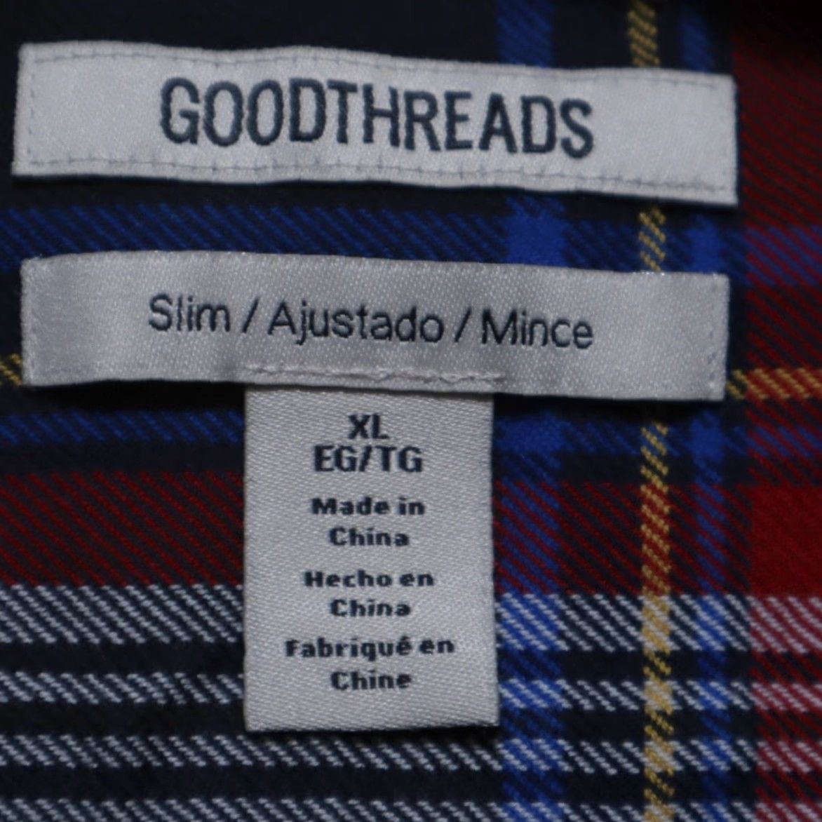Vintage Goodthreads Shirt Plaid Navy Blue Slim XL Mens Cotton Flannel Size US XL / EU 56 / 4 - 5 Thumbnail