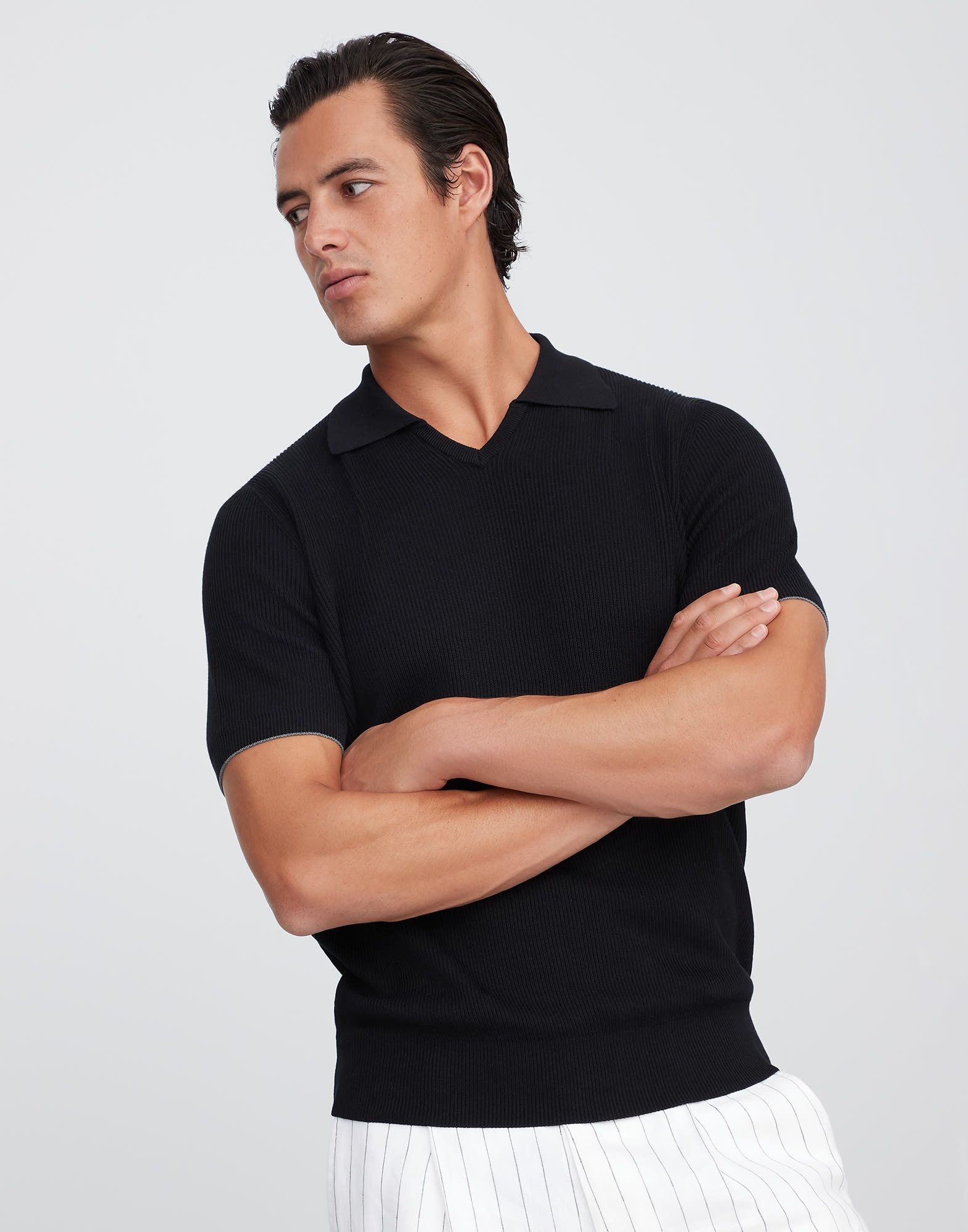 Brunello Cucinelli o1la1rc1a0325 Polo Sweter in Black Size US L / EU 52-54 / 3 - 1 Thumbnail