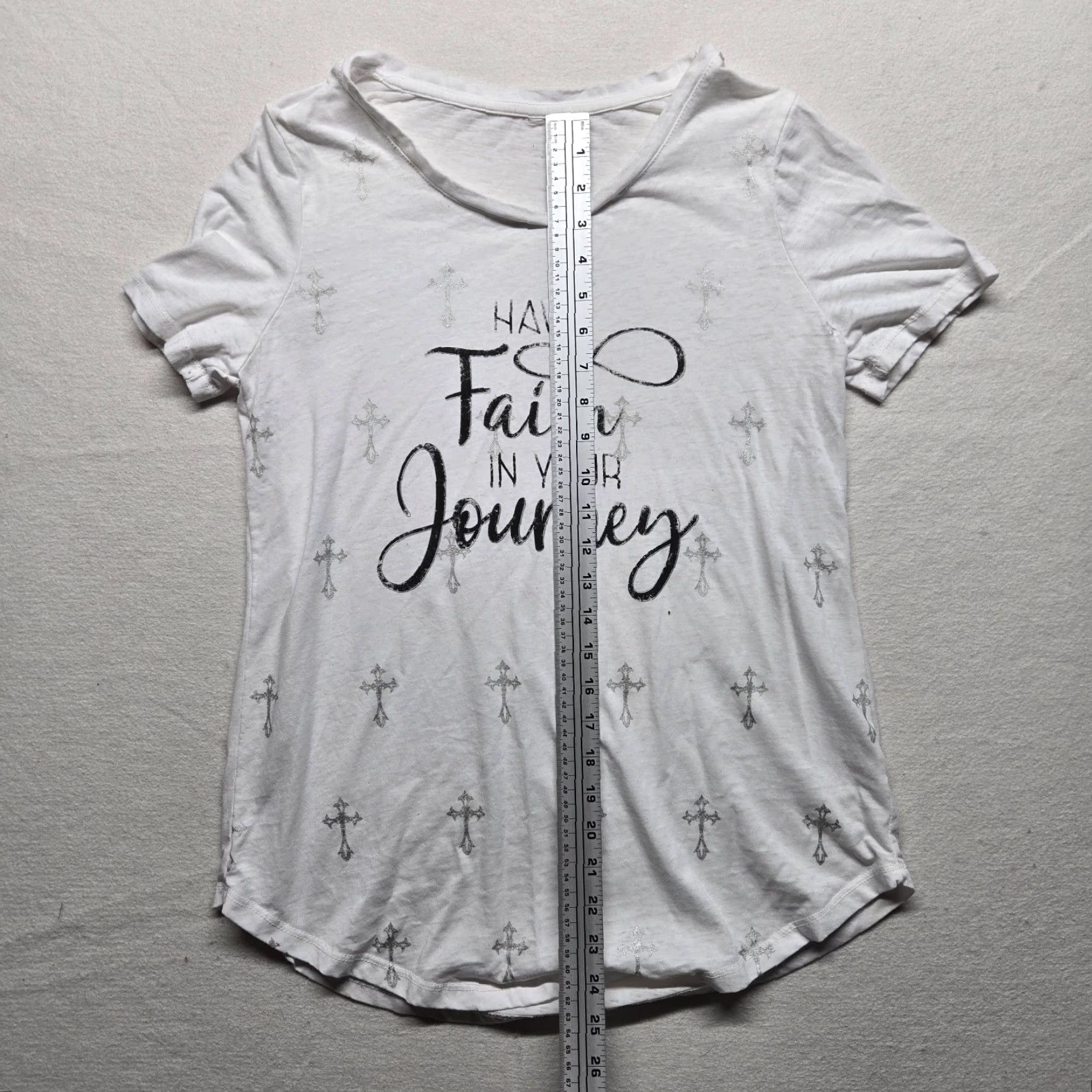 Vintage VINTAGE Christian Message T-Shirt Woman Small Have Faith in Your Journey White Short Sleeve Crew Neck Modern Size S / US 4 / IT 40 - 5 Thumbnail