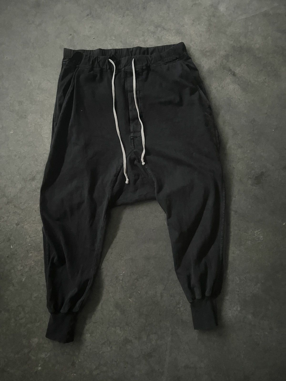image of Rick Owens Drop Crotch Sweatpants in Black, Men's (Size 34)