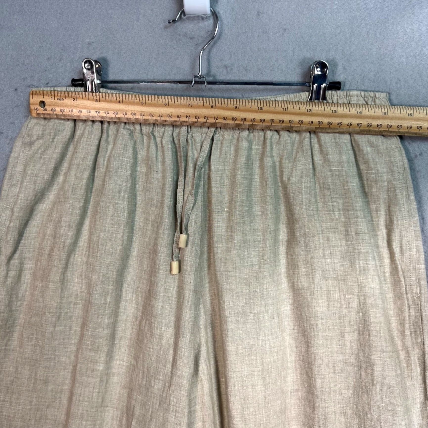 Escada VINTAGE Escada Sport Womens Wide-Leg Pants Beig e Linen Elastic Waist Drawstring 30 Inseam 24 in Ankle Flat Front Regular Size 30 Womens) Size 30" / US 8 / IT 44 - 5 Thumbnail