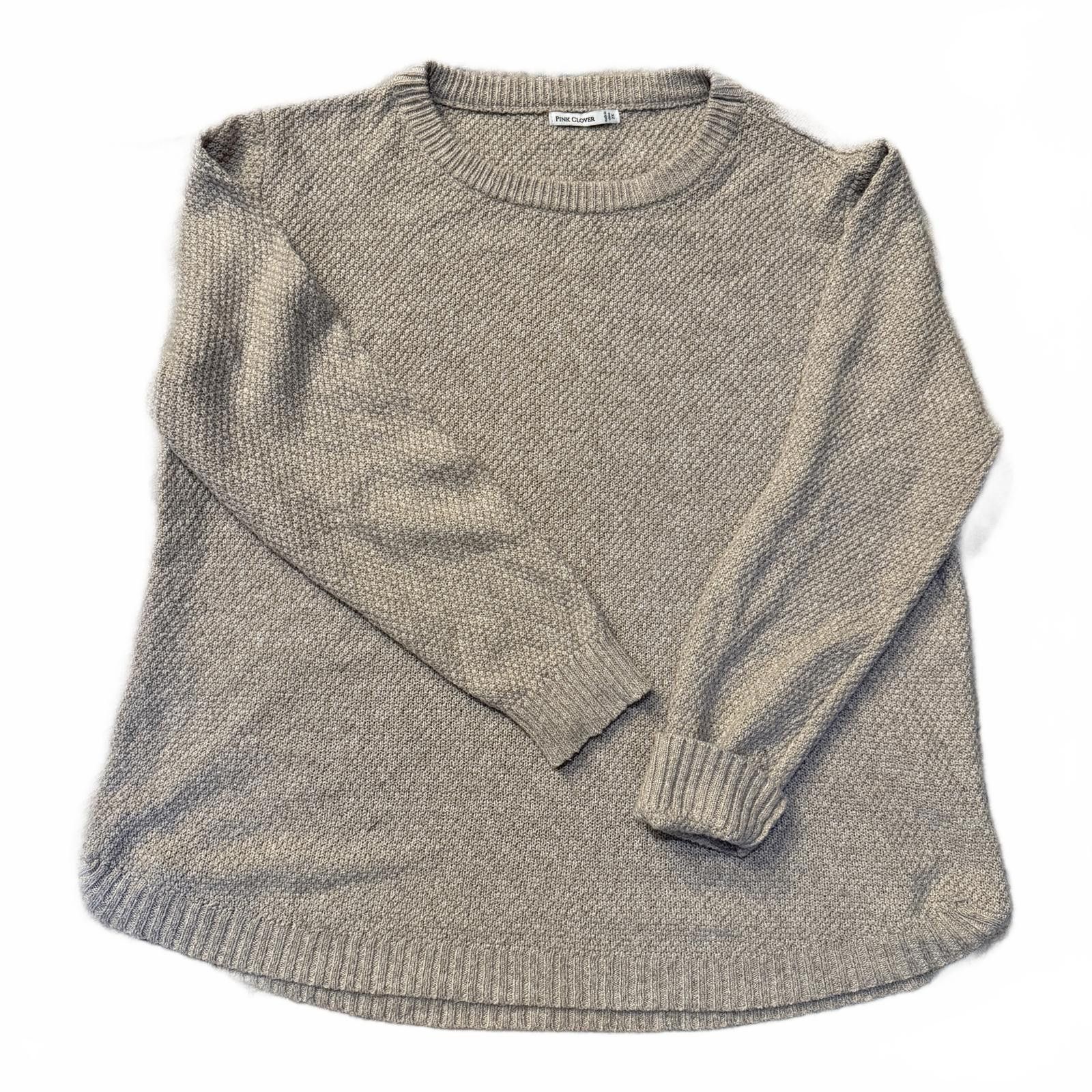 Designer Pink Clover textured crewneck sweater, oatmeal – 2X Size M / US 6-8 / IT 42-44 - 1 Thumbnail