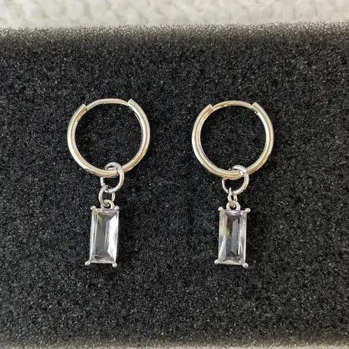 Other 925 Silver Plated Crystal Dangle Drop Earrings for Men Women Size ONE SIZE - 1 Thumbnail